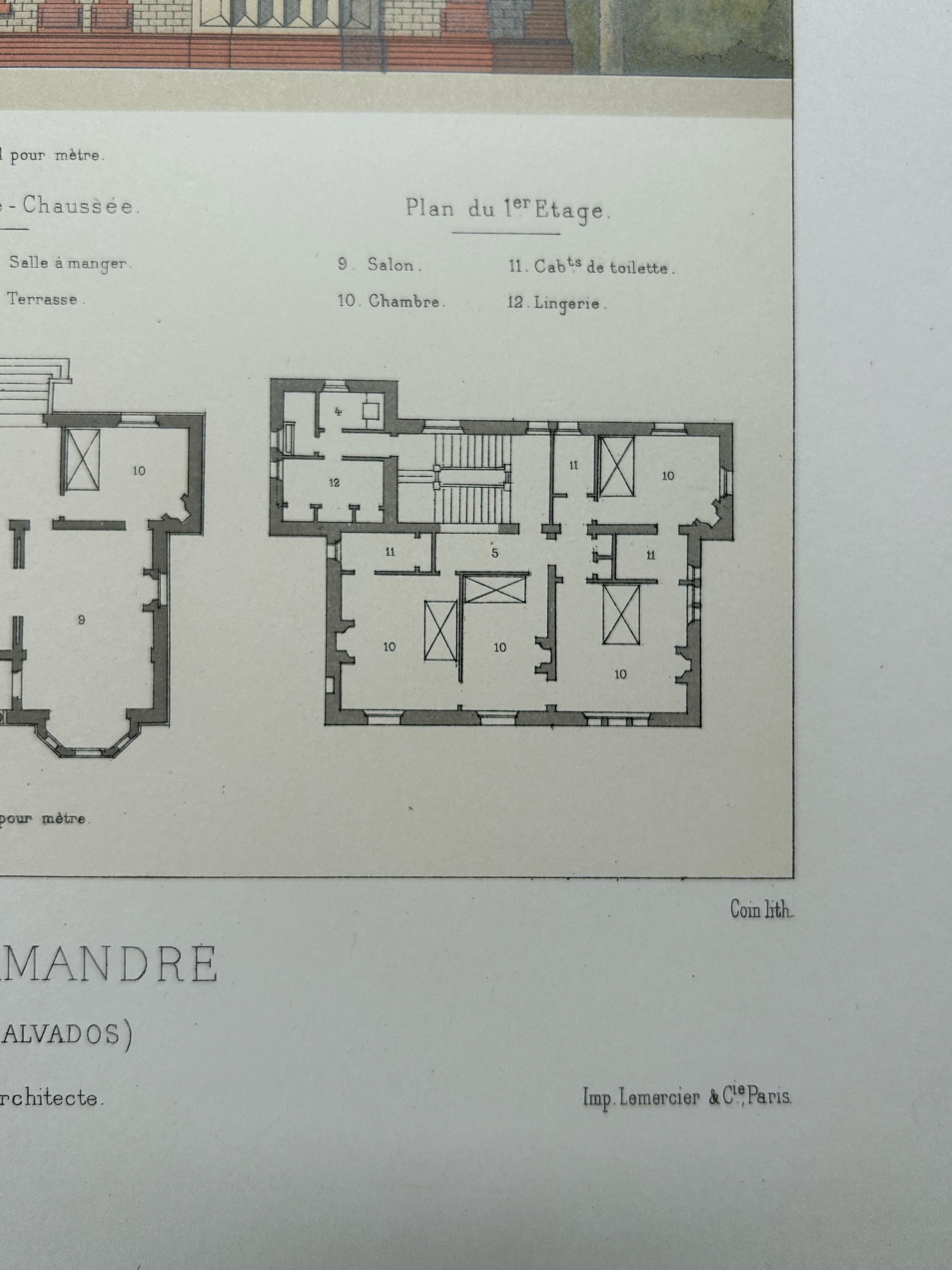 Villa Salamandre – French Architectural Print from La Brique, Baumier, c.1900 For Sale 3