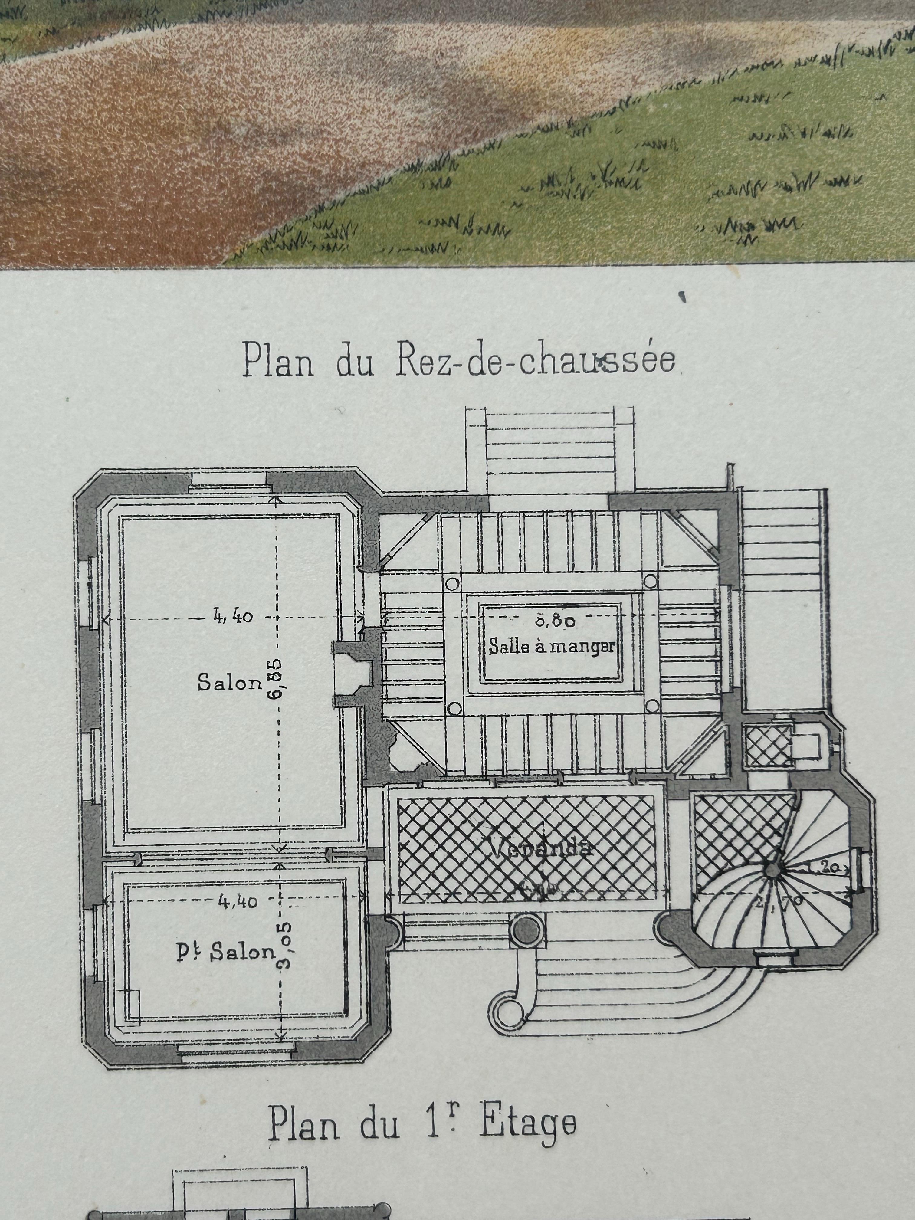 Villa à Fontainebleau – French Architectural Print from La Brique, c.1900 For Sale 3