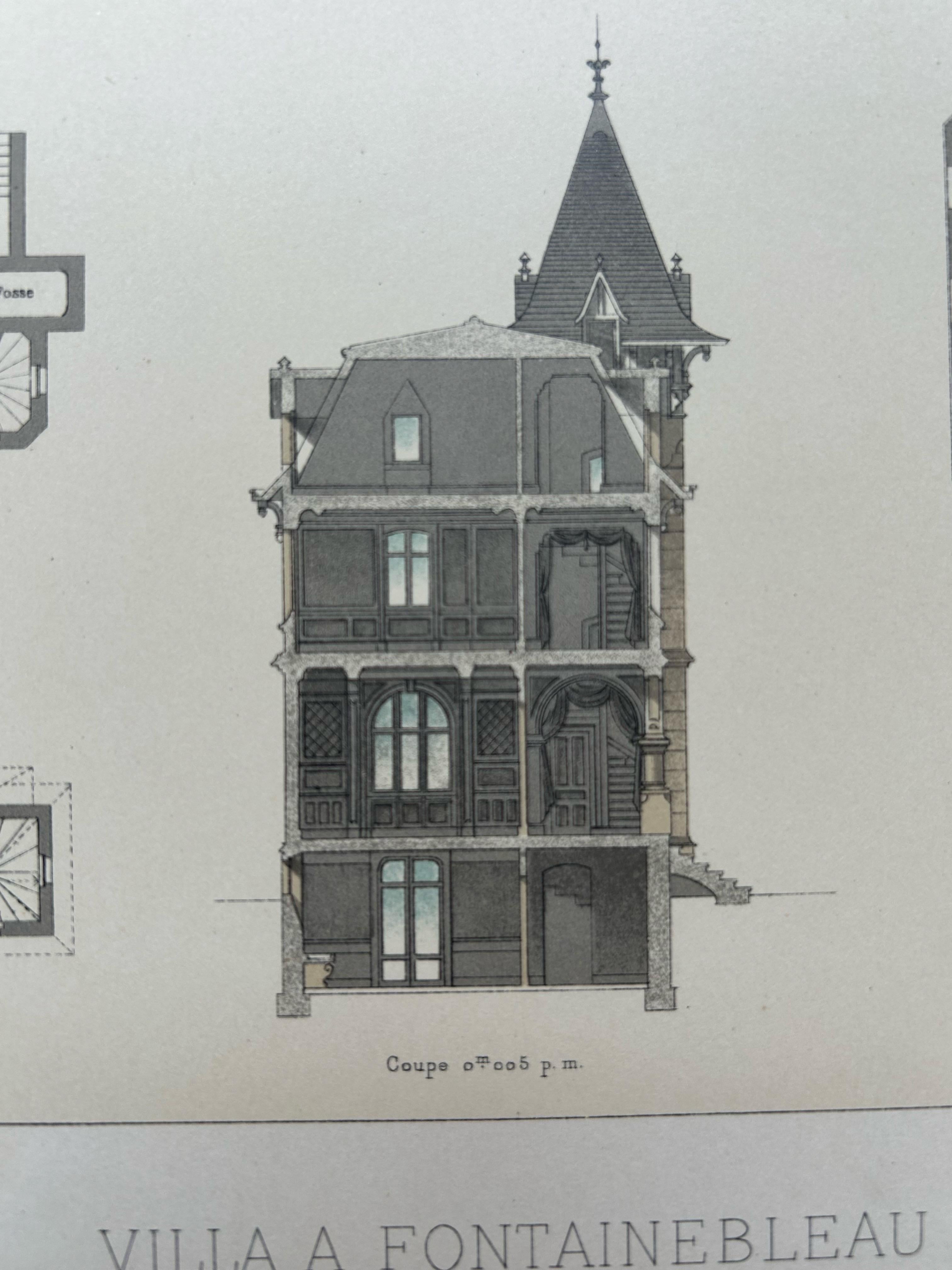 Villa à Fontainebleau – French Architectural Print from La Brique, c.1900 For Sale 5