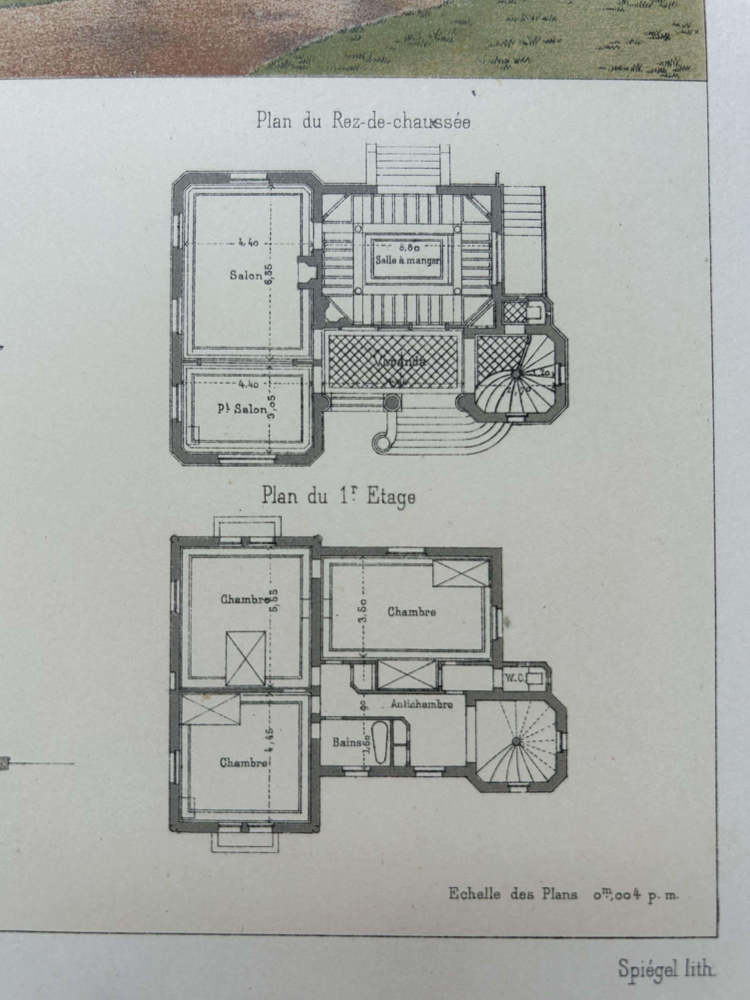 Villa à Fontainebleau – French Architectural Print from La Brique, c.1900 For Sale 4