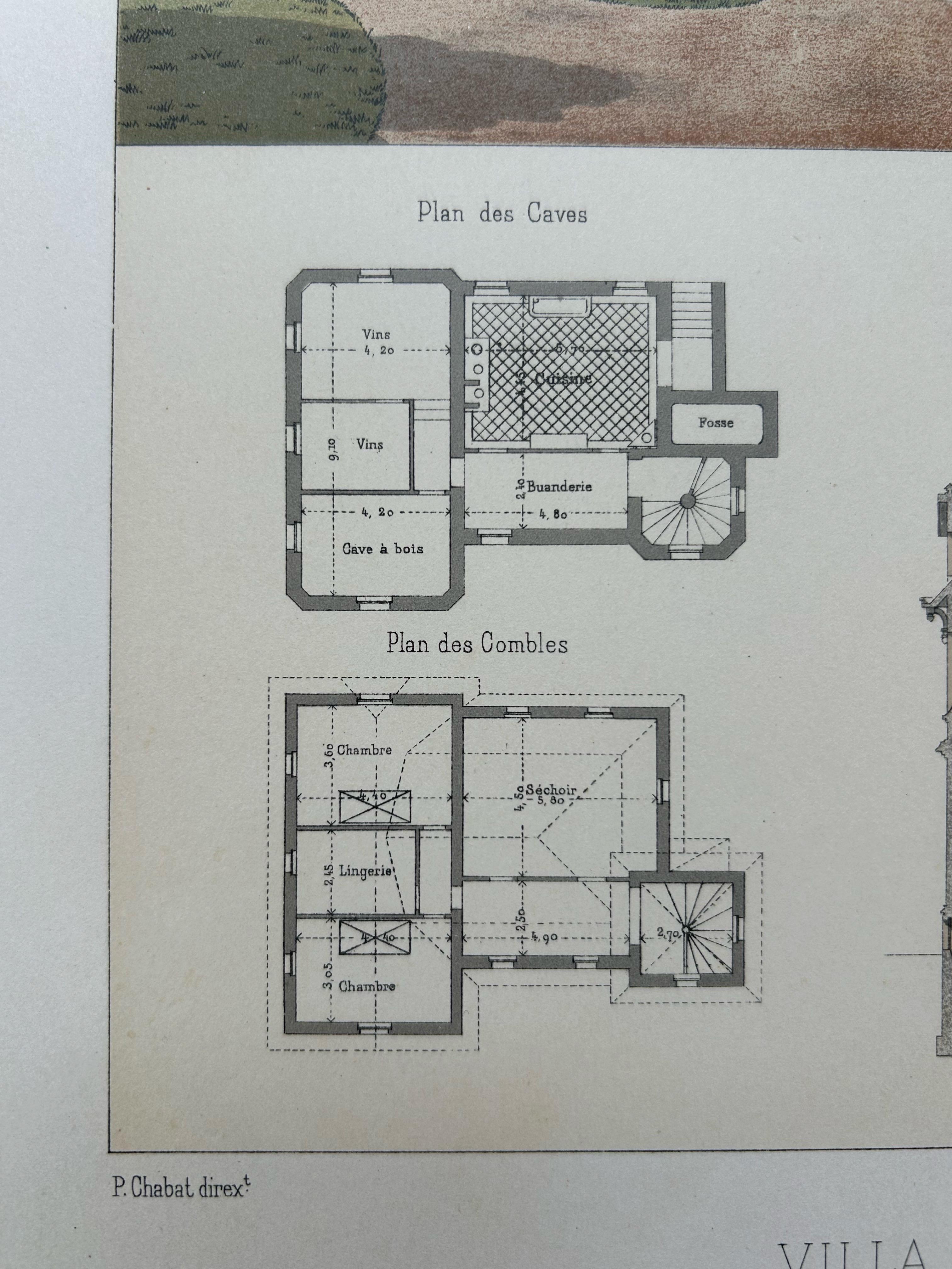 Villa à Fontainebleau – French Architectural Print from La Brique, c.1900 For Sale 6