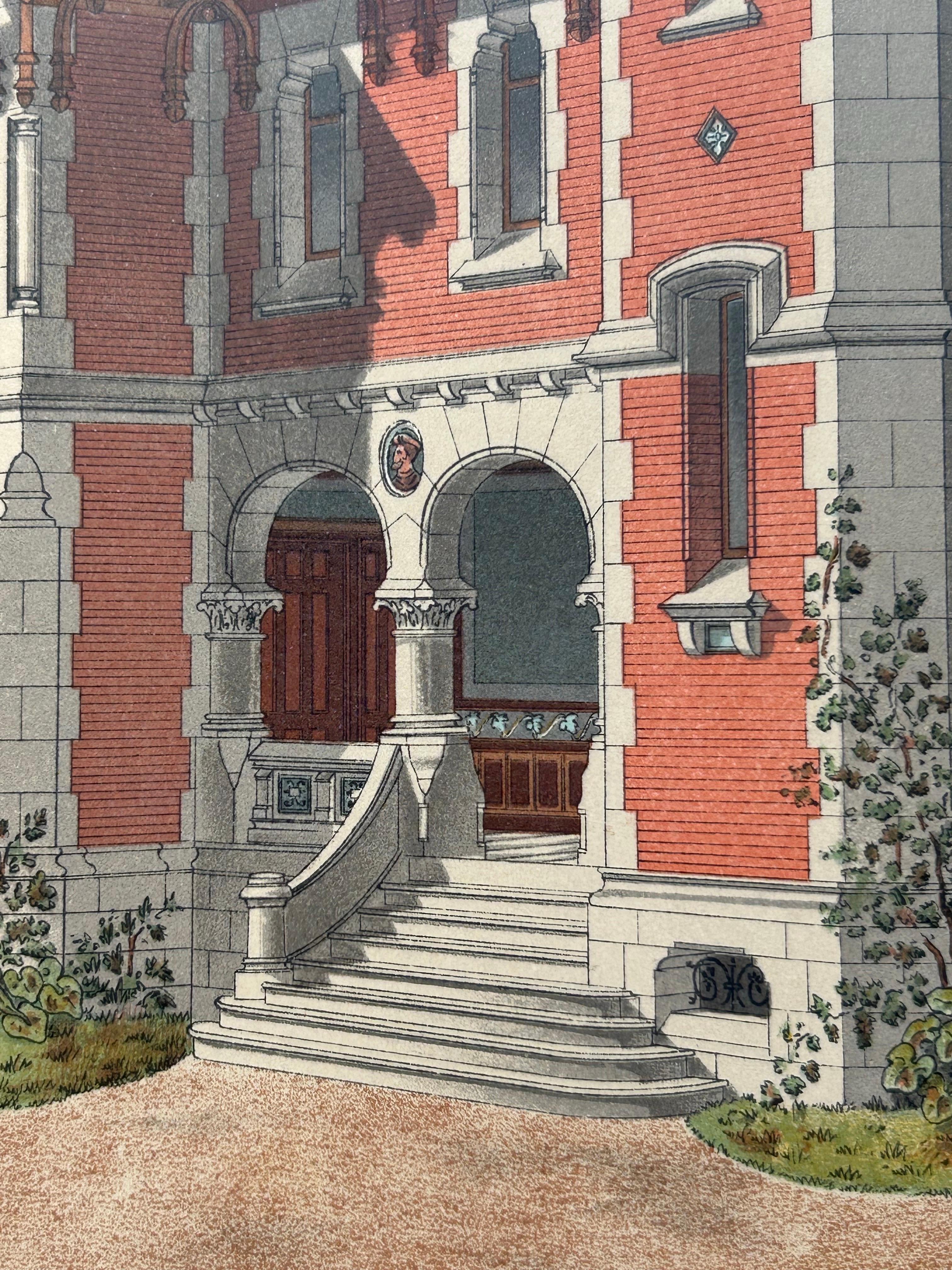 Villa à Fontainebleau – French Architectural Print from La Brique, c.1900 For Sale 1