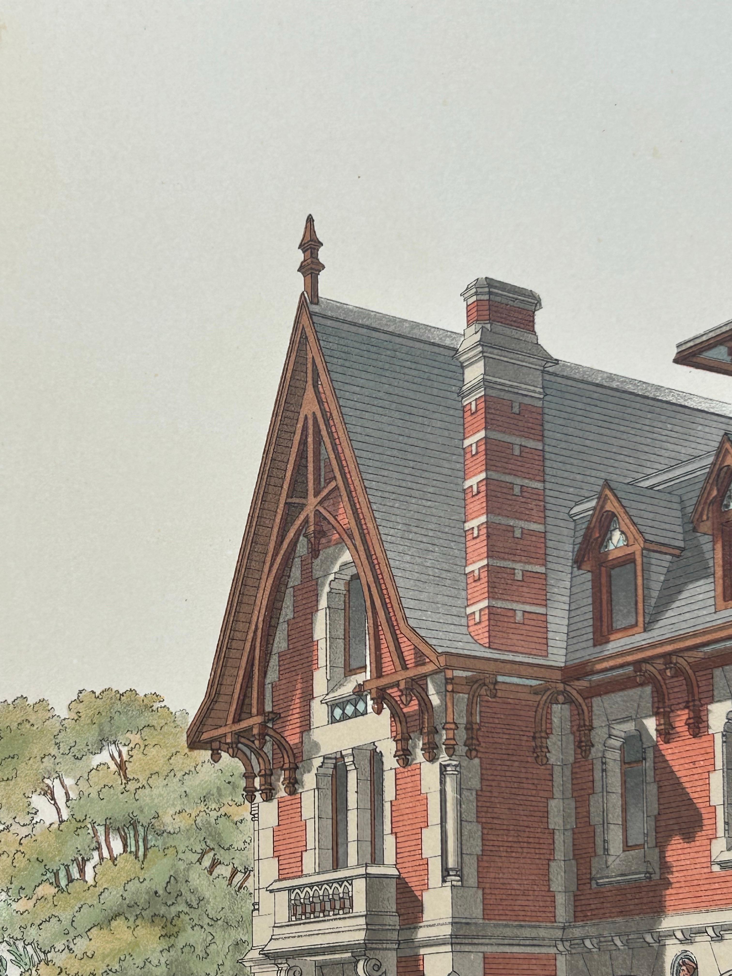 Paper Villa à Fontainebleau – French Architectural Print from La Brique, c.1900 For Sale
