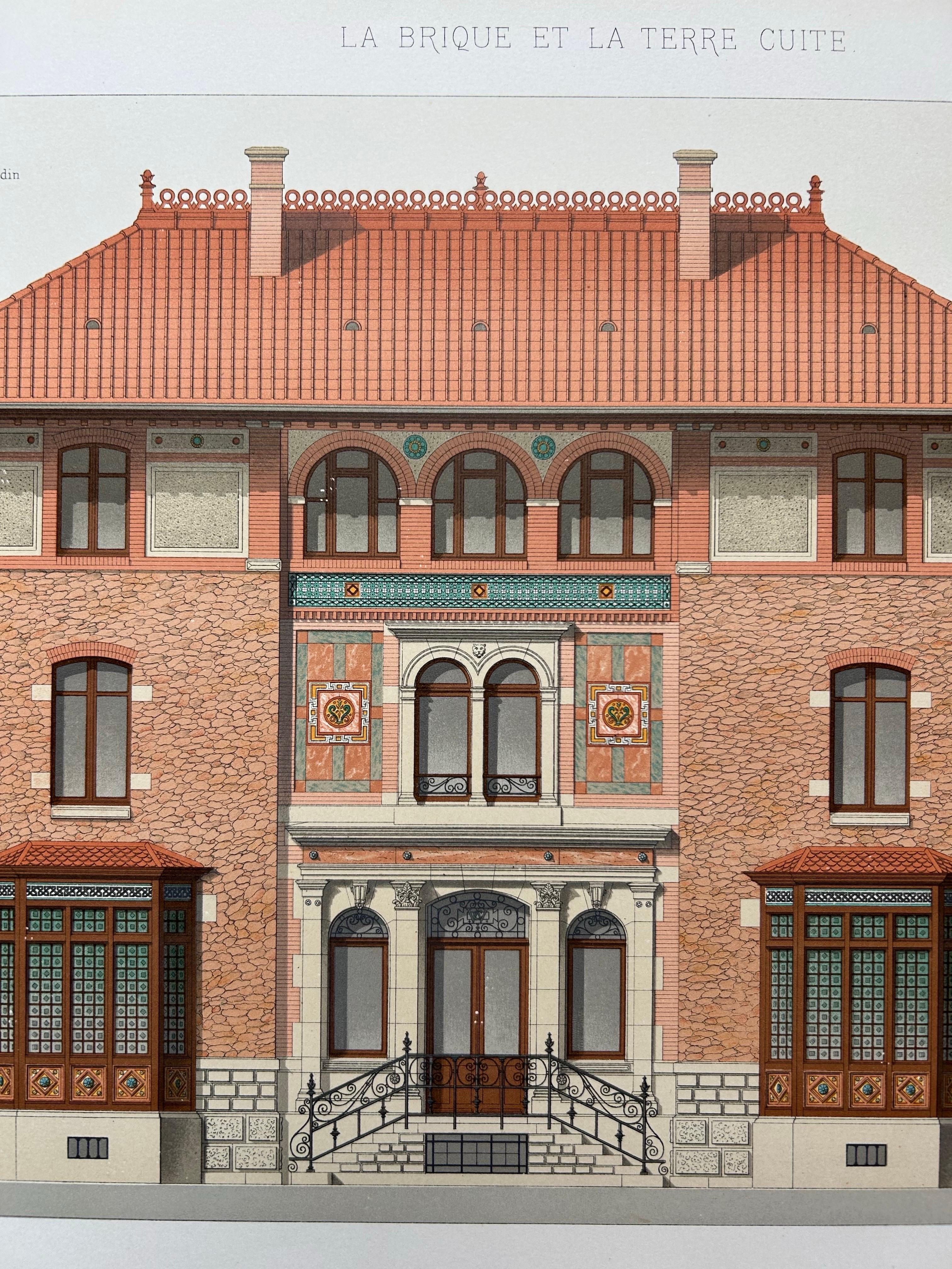 Francese Stampa architettonica della villa francese Weber, Chabat, 1900 ca. in vendita