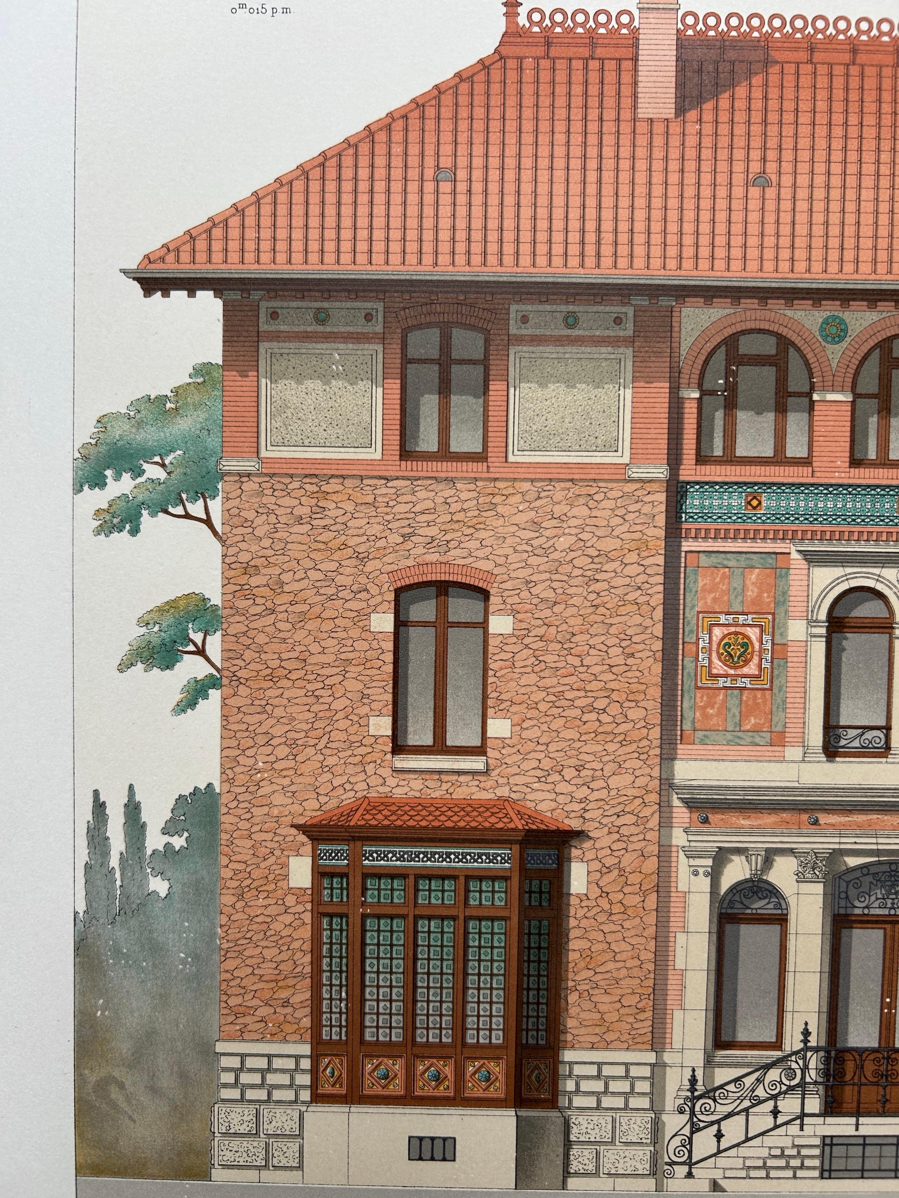 XX secolo Stampa architettonica della villa francese Weber, Chabat, 1900 ca. in vendita