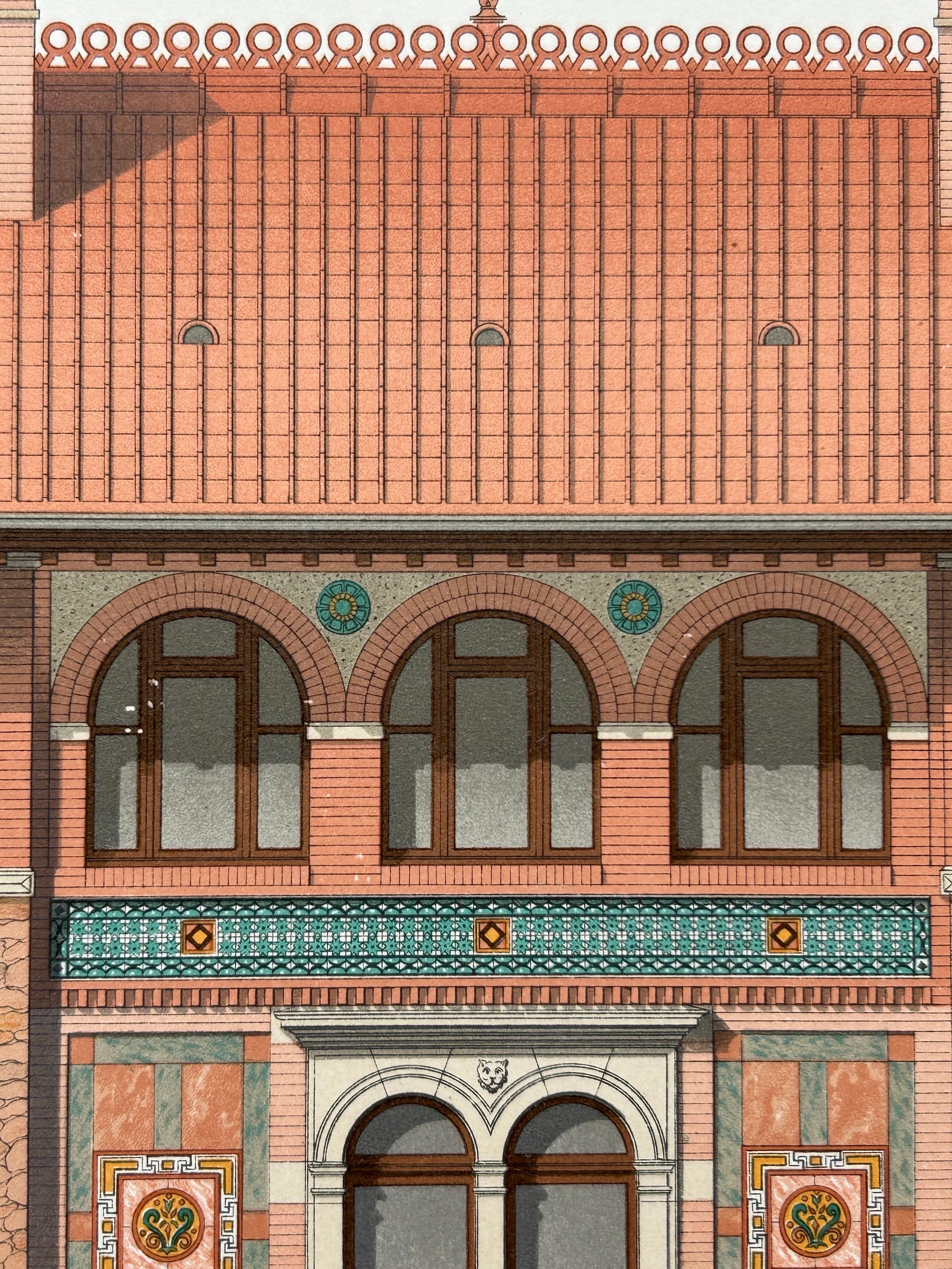 Carta Stampa architettonica della villa francese Weber, Chabat, 1900 ca. in vendita
