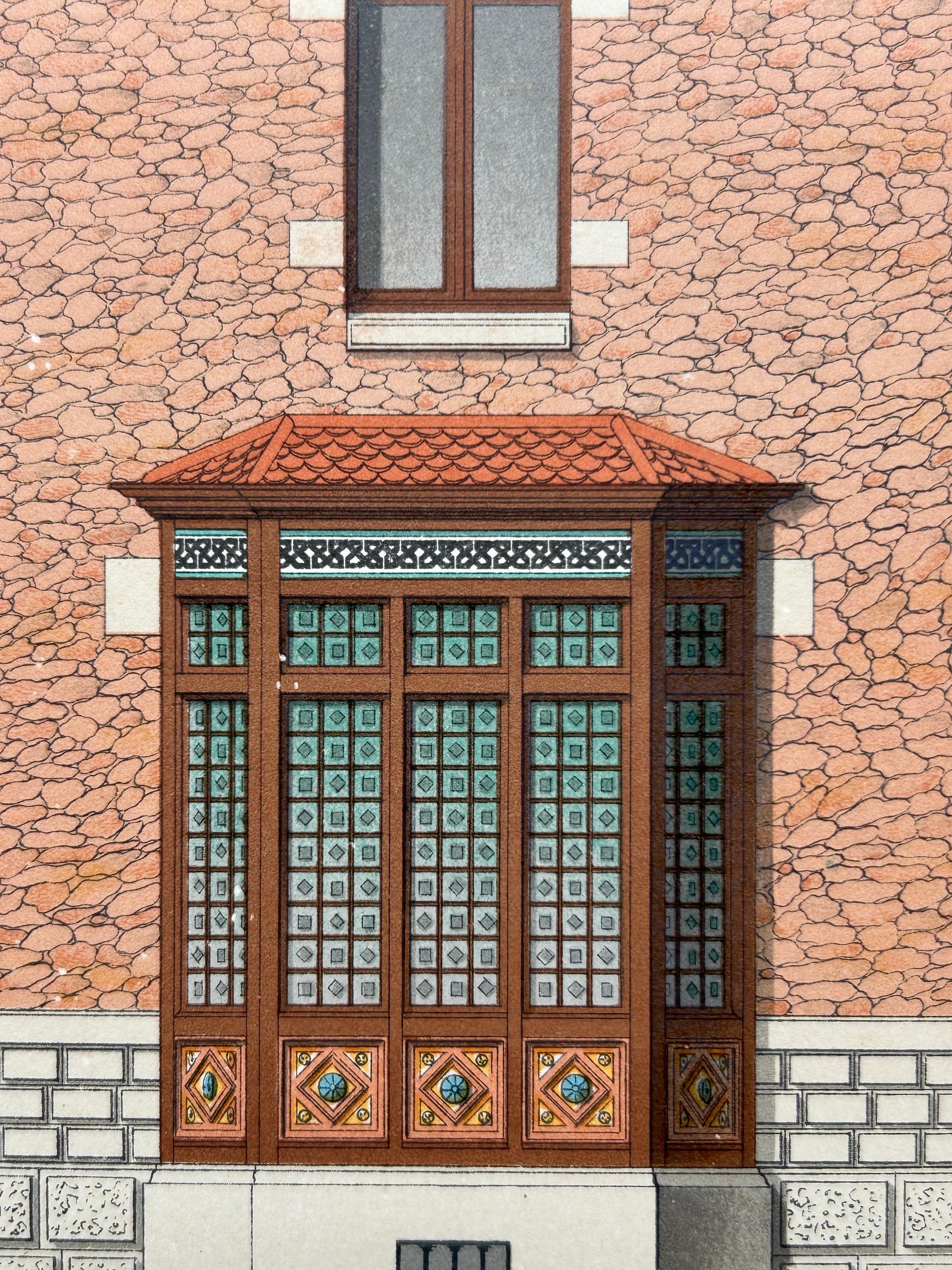 Stampa architettonica della villa francese Weber, Chabat, 1900 ca. in vendita 1