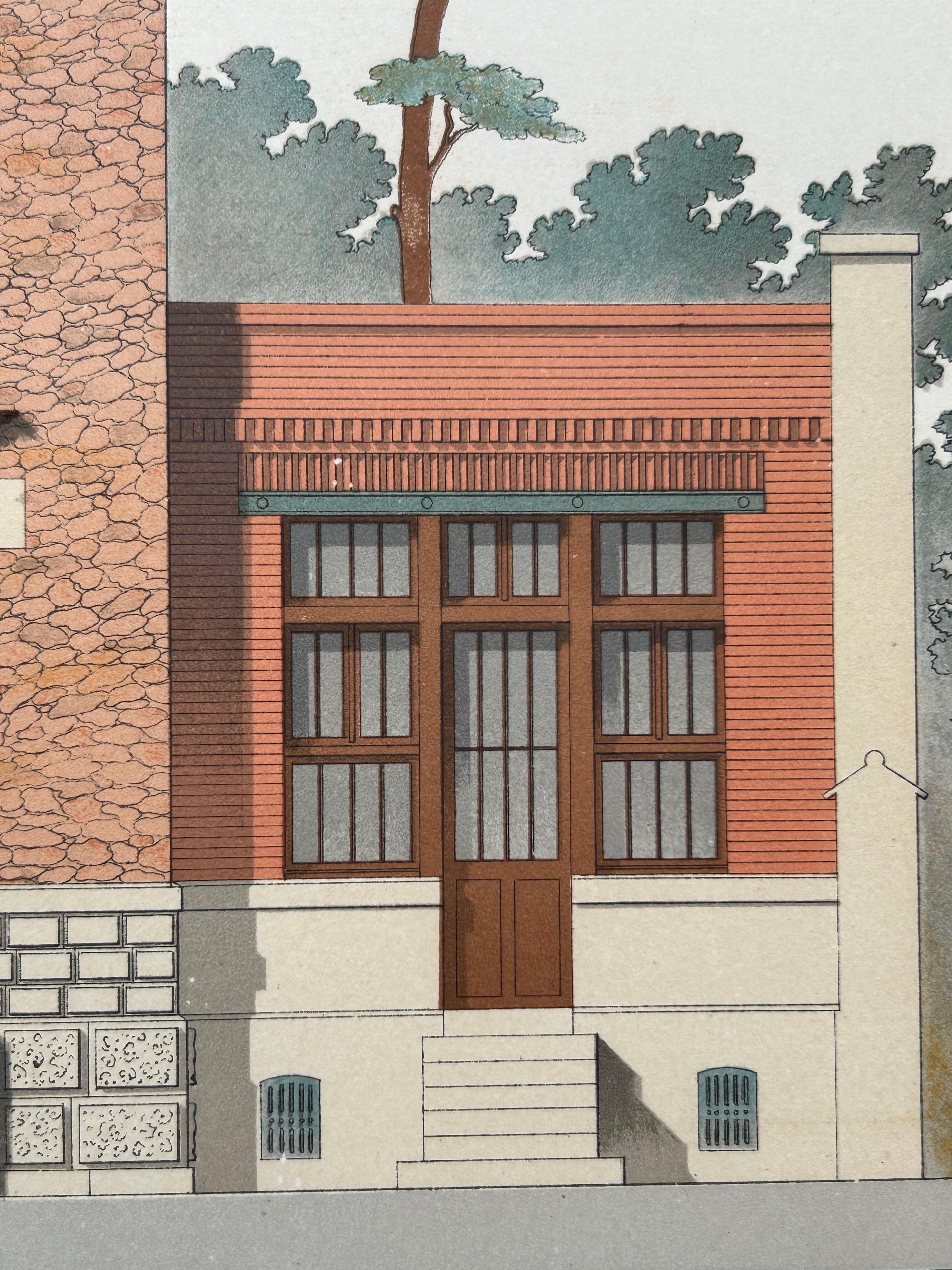 Stampa architettonica della villa francese Weber, Chabat, 1900 ca. in vendita 2