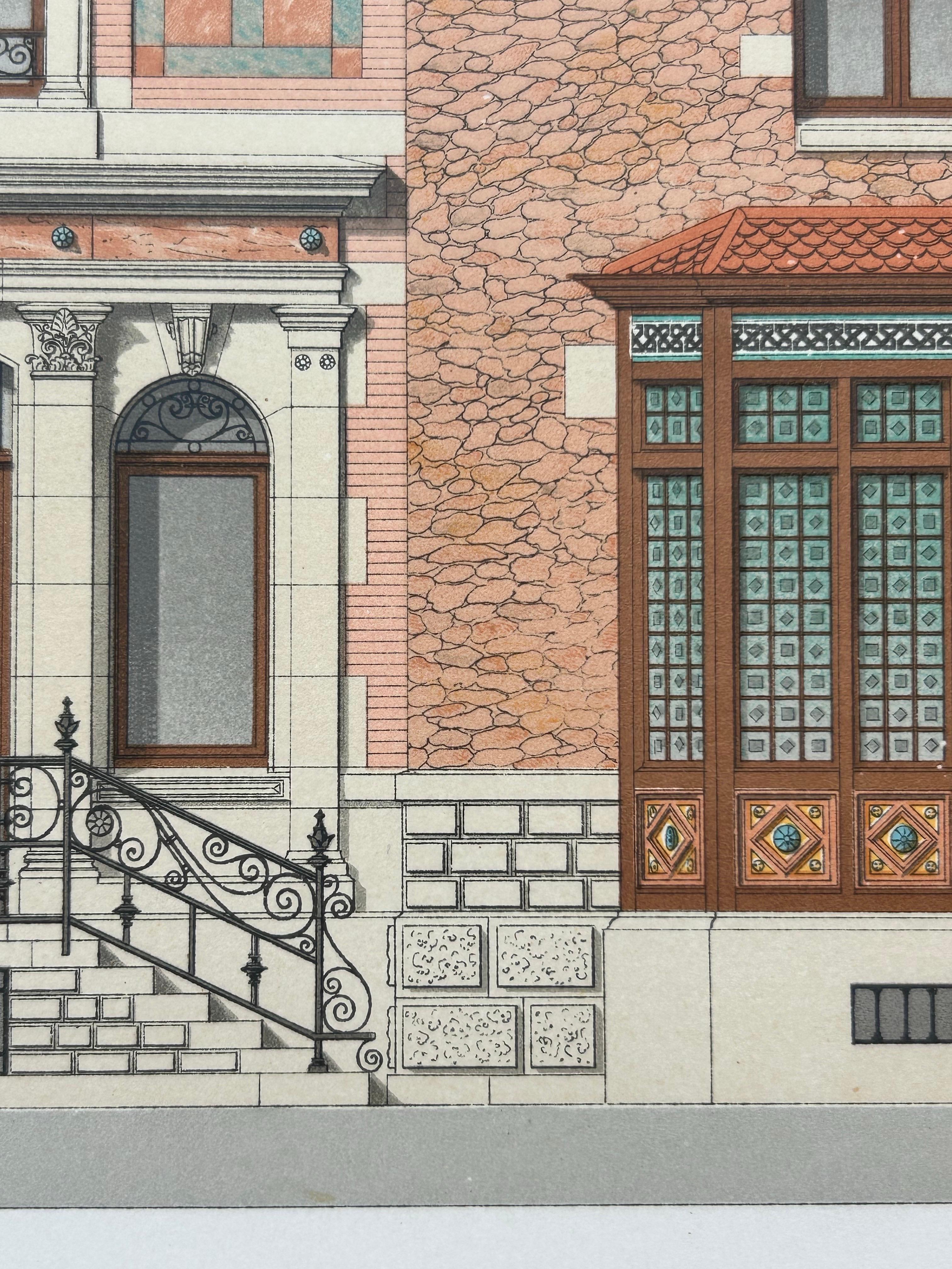 Stampa architettonica della villa francese Weber, Chabat, 1900 ca. in vendita 3