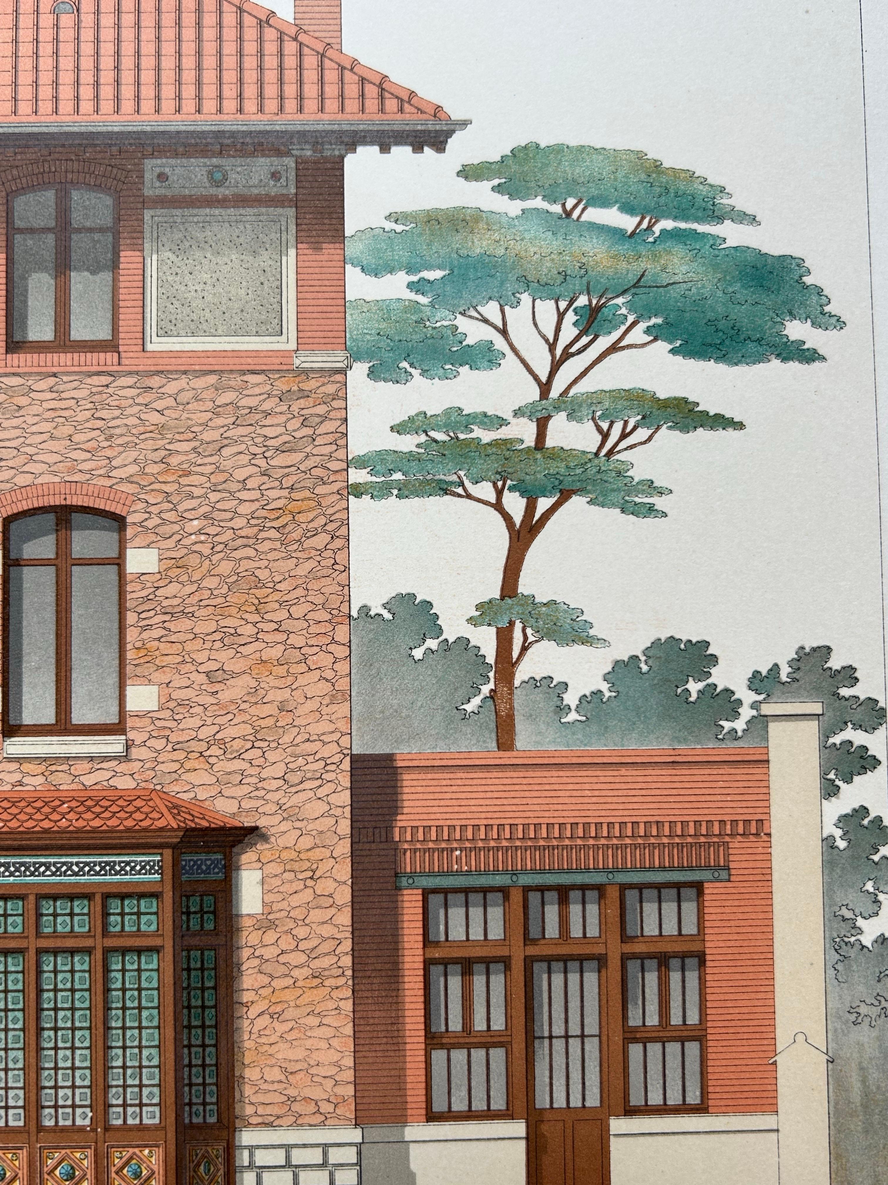 Stampa architettonica della villa francese Weber, Chabat, 1900 ca. in vendita 4