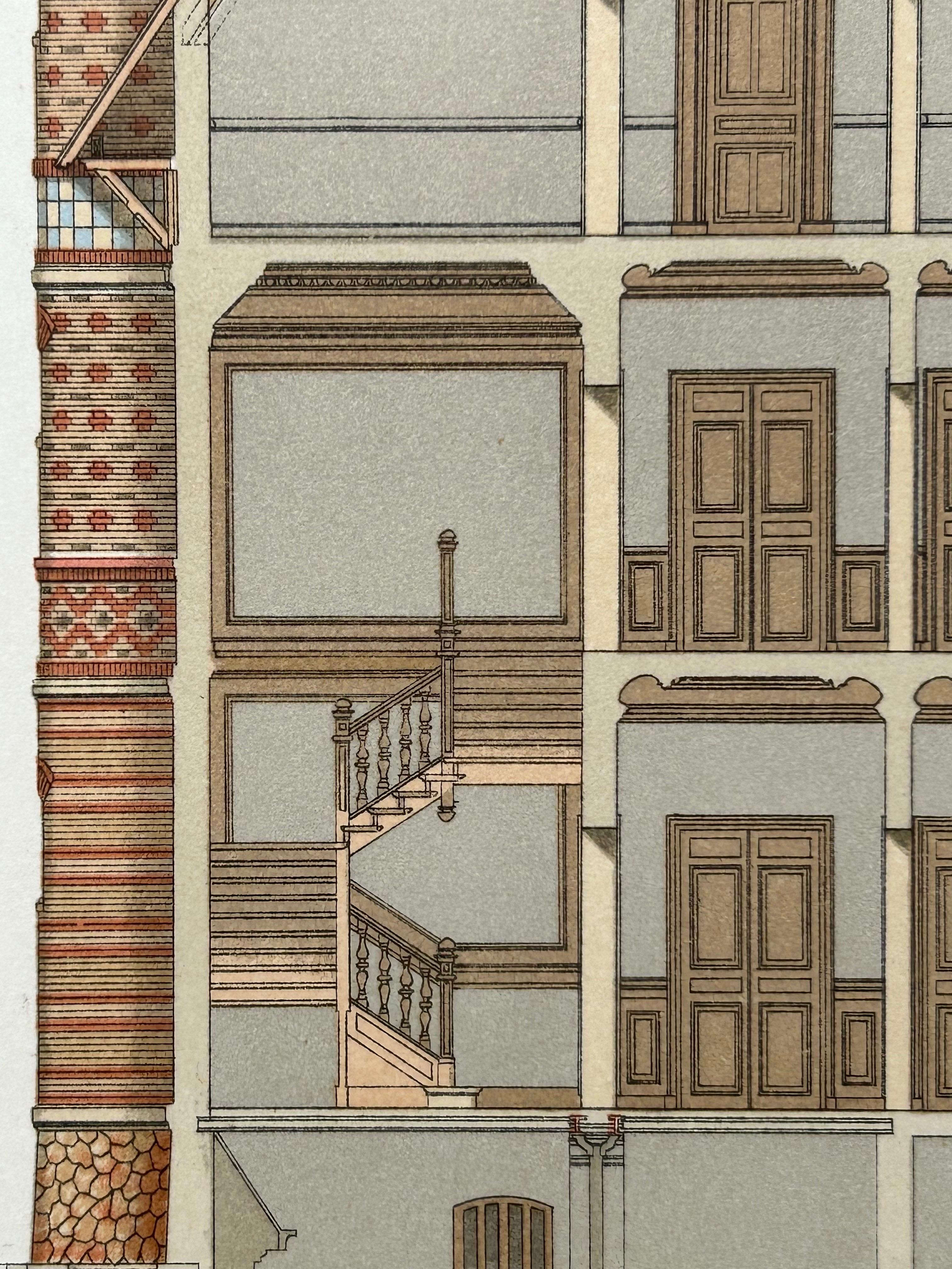 Villa at Pont-à-Mousson – French Architectural Lithograph from La Brique, c.1900 For Sale 1