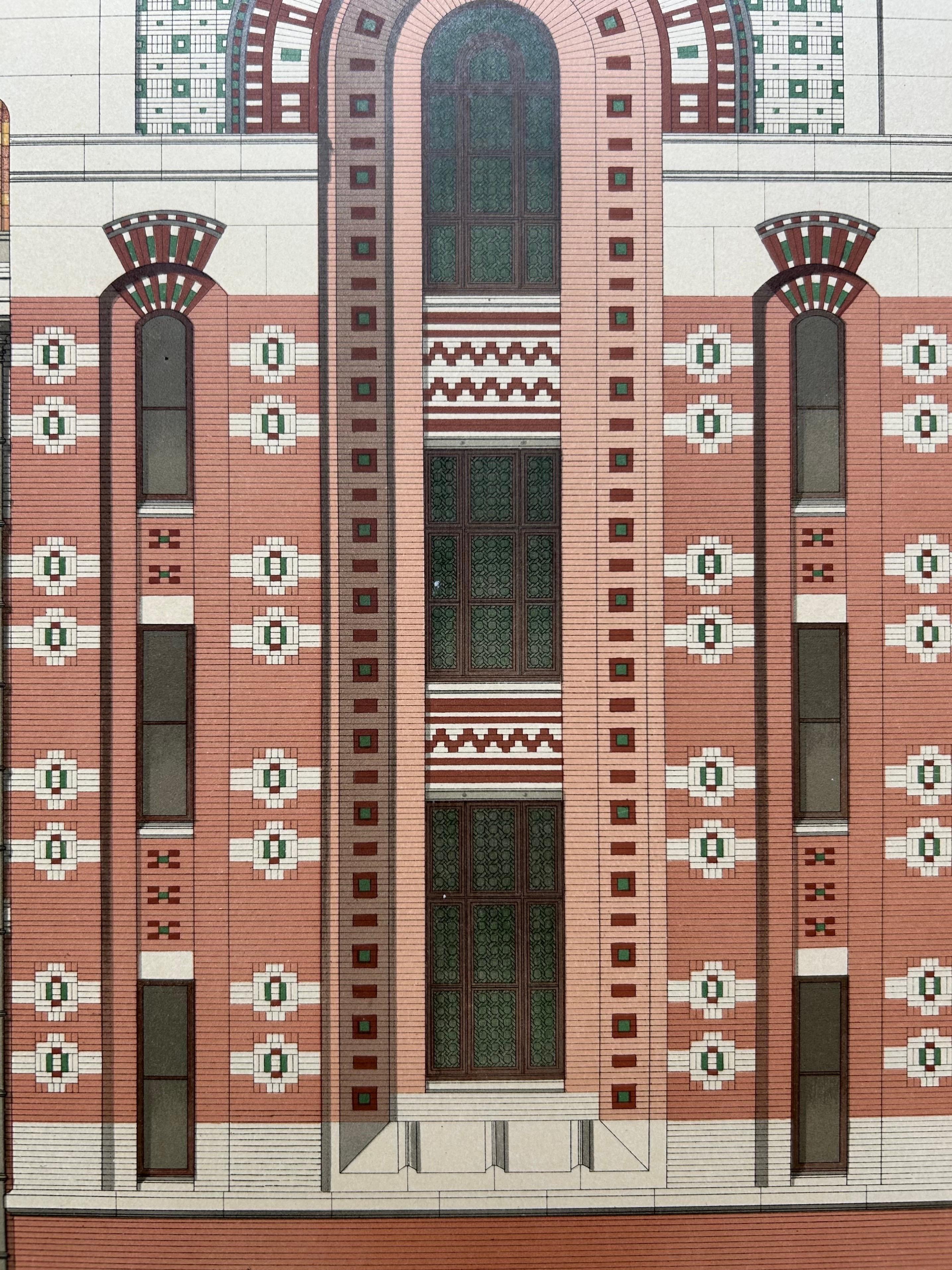 École Nationale – French Architectural Lithograph from La Brique, Chipiez c.1900 For Sale 3