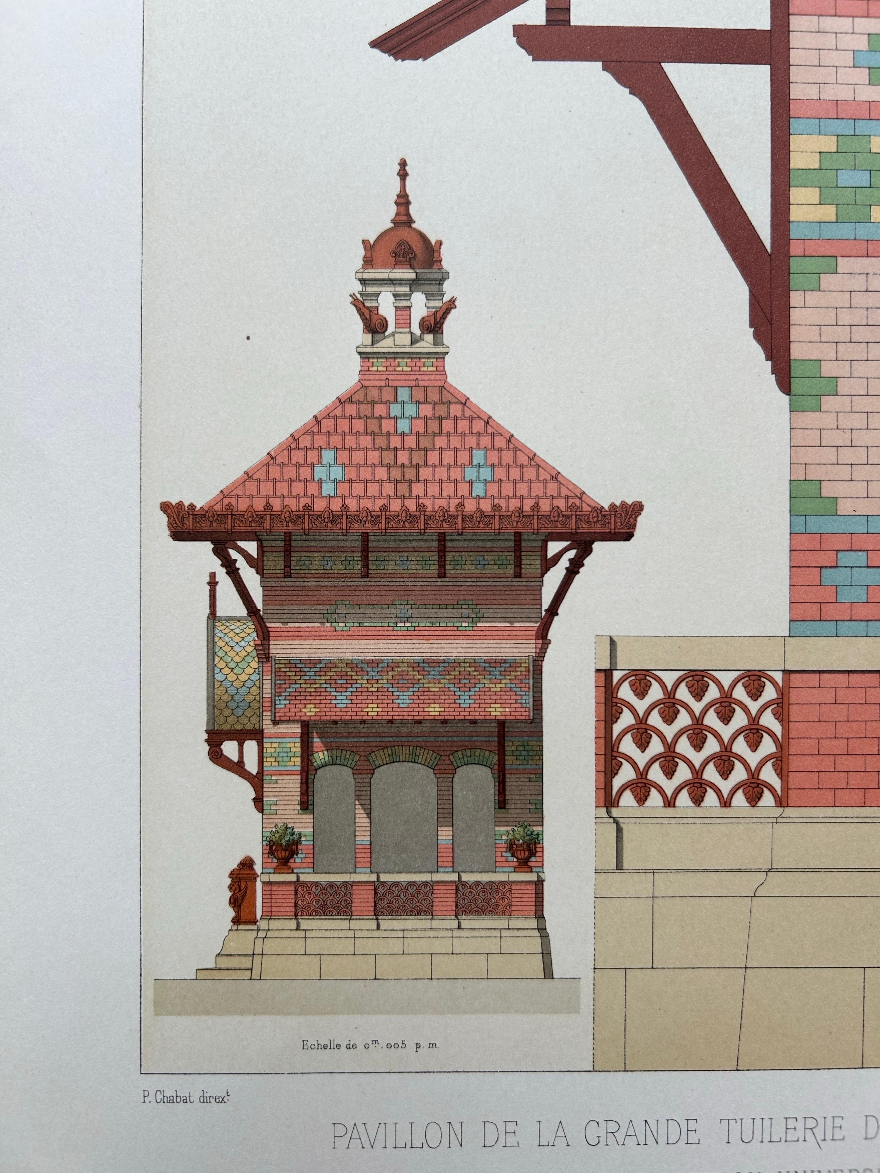 20th Century Pavillon de la Grande Tuilerie – French Architectural Lithograph, La Brique For Sale