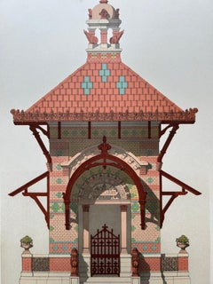 Pavillon Tuilerie – French Architecture Lithograph from La Brique, 1889 Expo