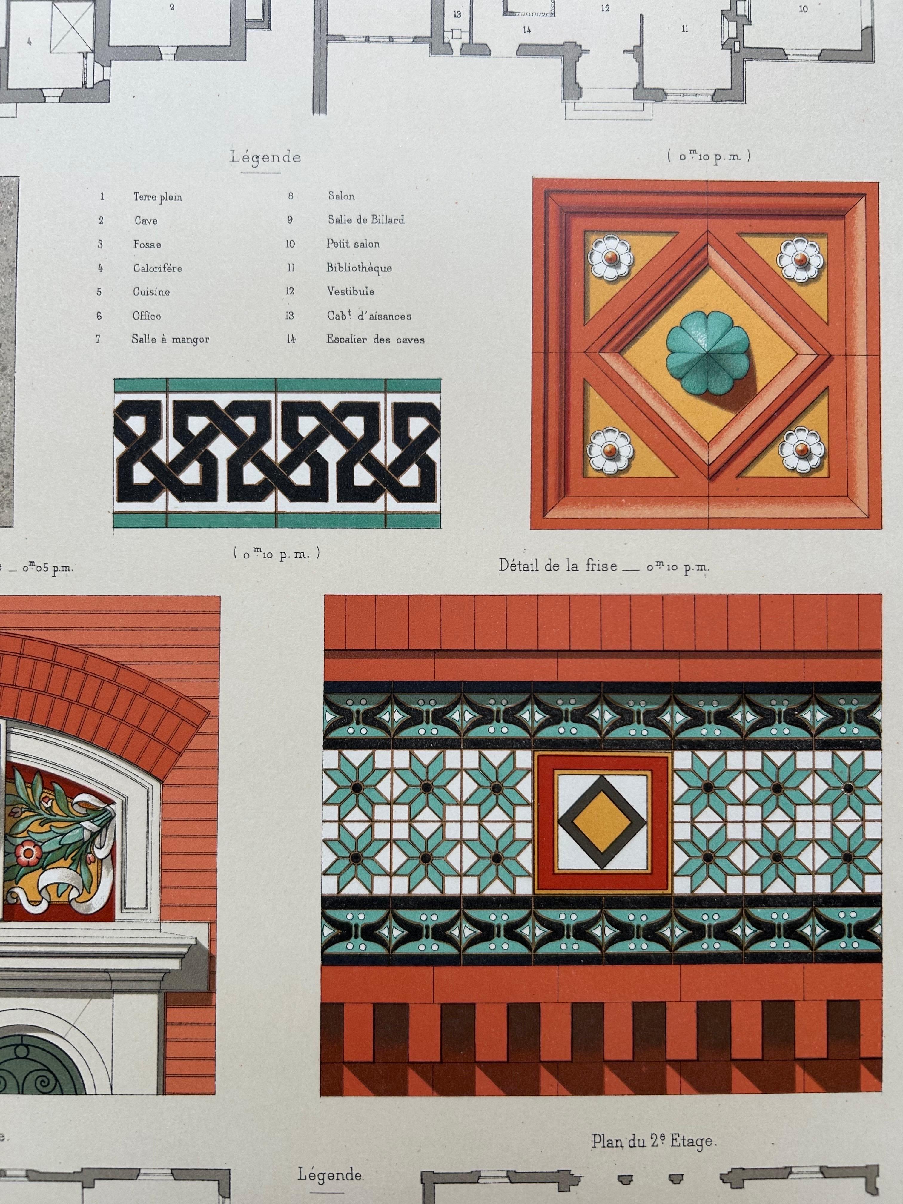 Architektonischer Druck der Villa Weber in Frankreich – Chabat, um 1900 (Papier) im Angebot