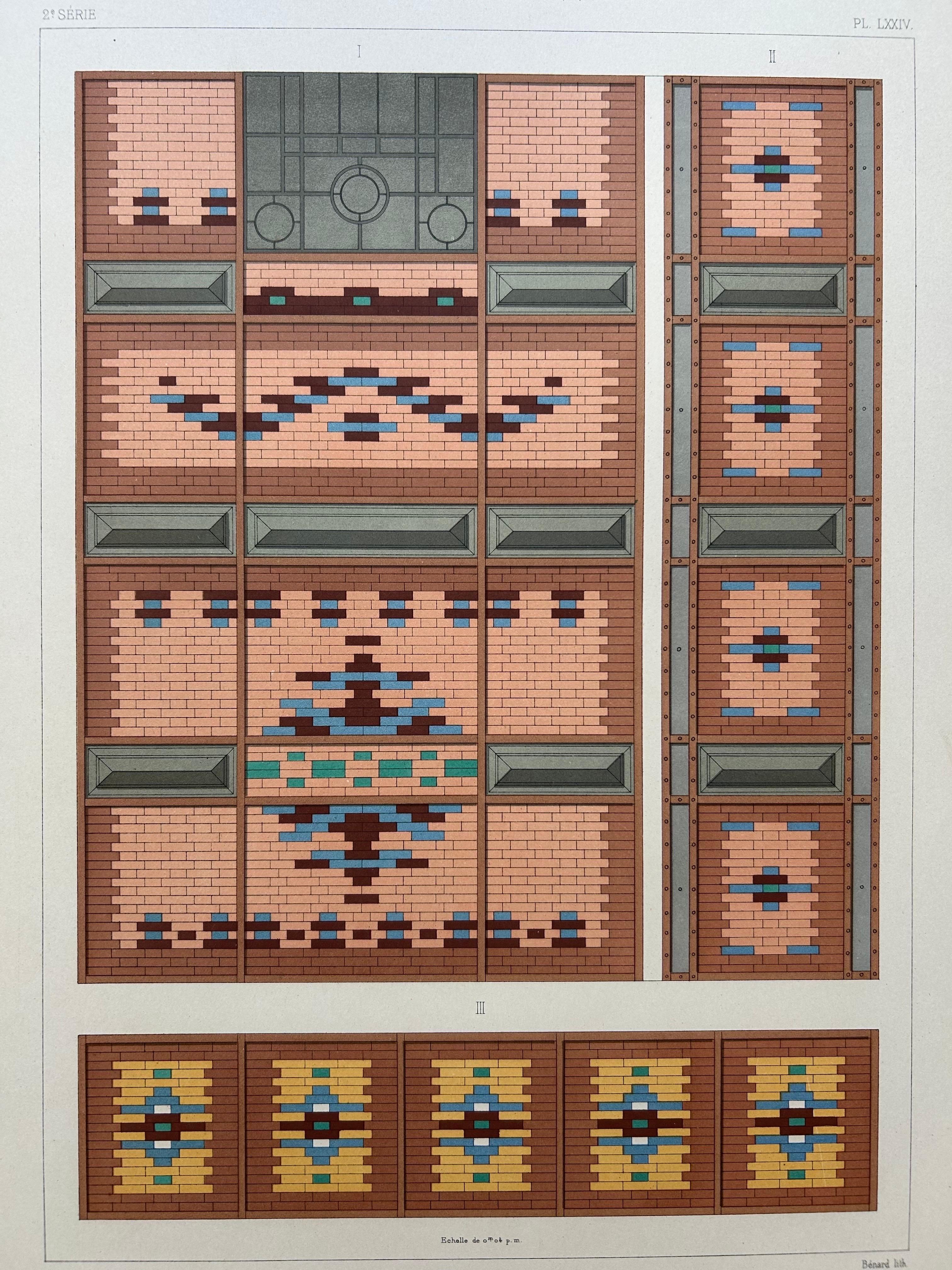 Dôme Central – French Architectural Lithograph from La Brique, Exposition 1889

Highly decorative architectural lithograph featuring the intricate tile and brickwork design for the “Dôme Central” of the 1889 Exposition Universelle in Paris, as