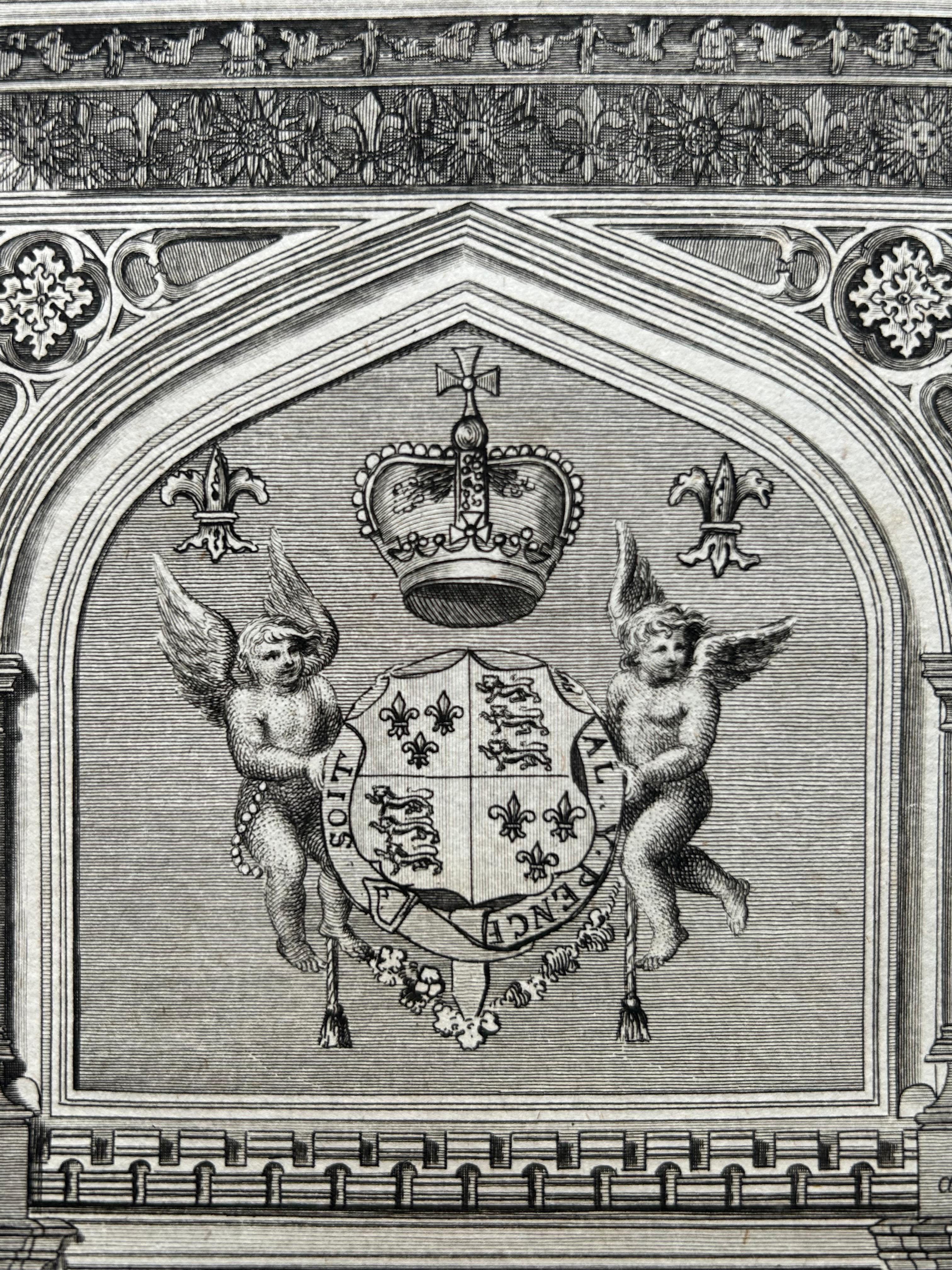 English Monument of King Edward IV – Antique Engraving, St George’s Chapel, 1790 For Sale