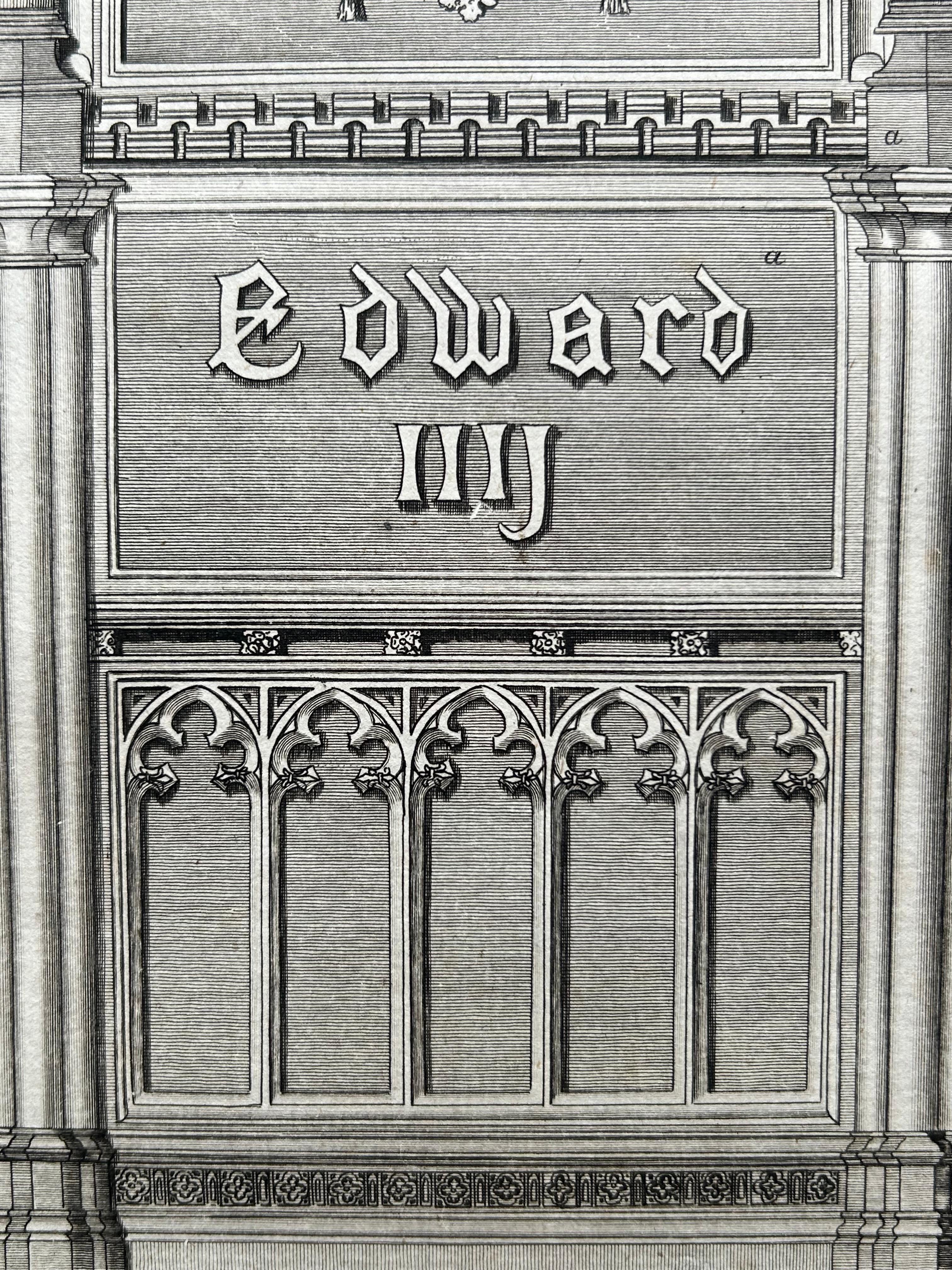Engraved Monument of King Edward IV – Antique Engraving, St George’s Chapel, 1790 For Sale