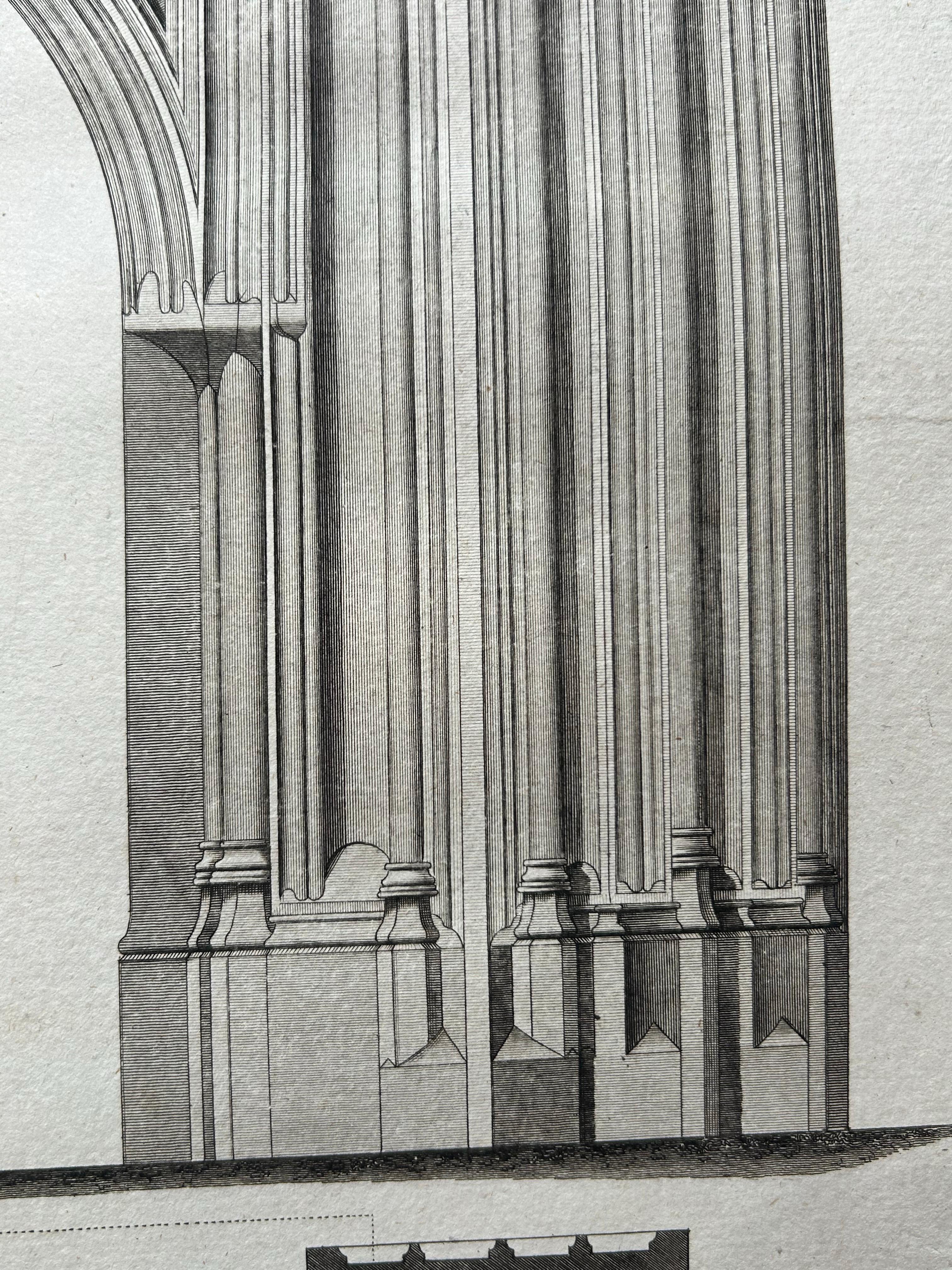 Rood Loft St George’s Chapel Windsor – Antique Architectural Engraving, 1789 In Good Condition For Sale In Langweer, NL