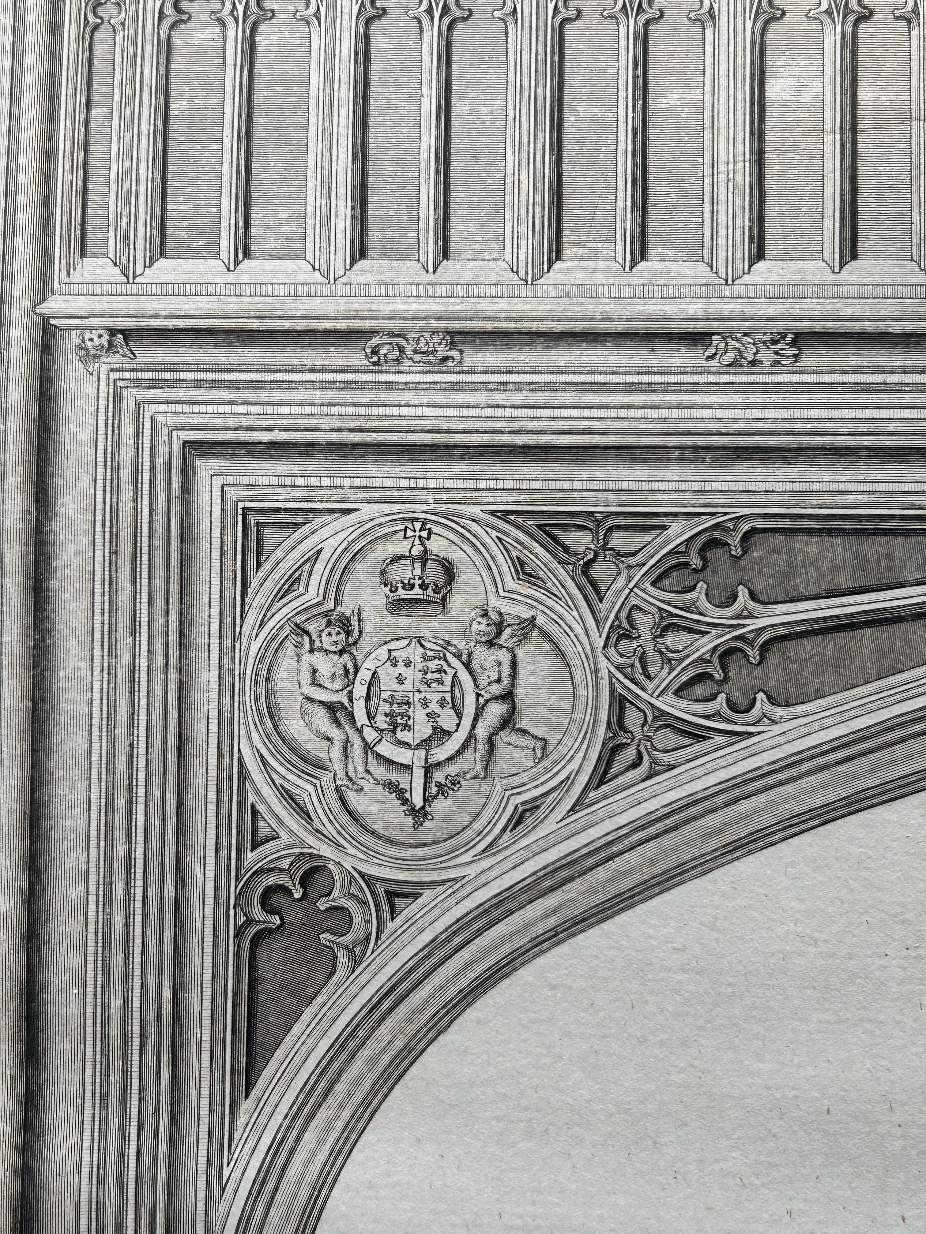 Paper Rood Loft St George’s Chapel Windsor – Antique Architectural Engraving, 1789 For Sale