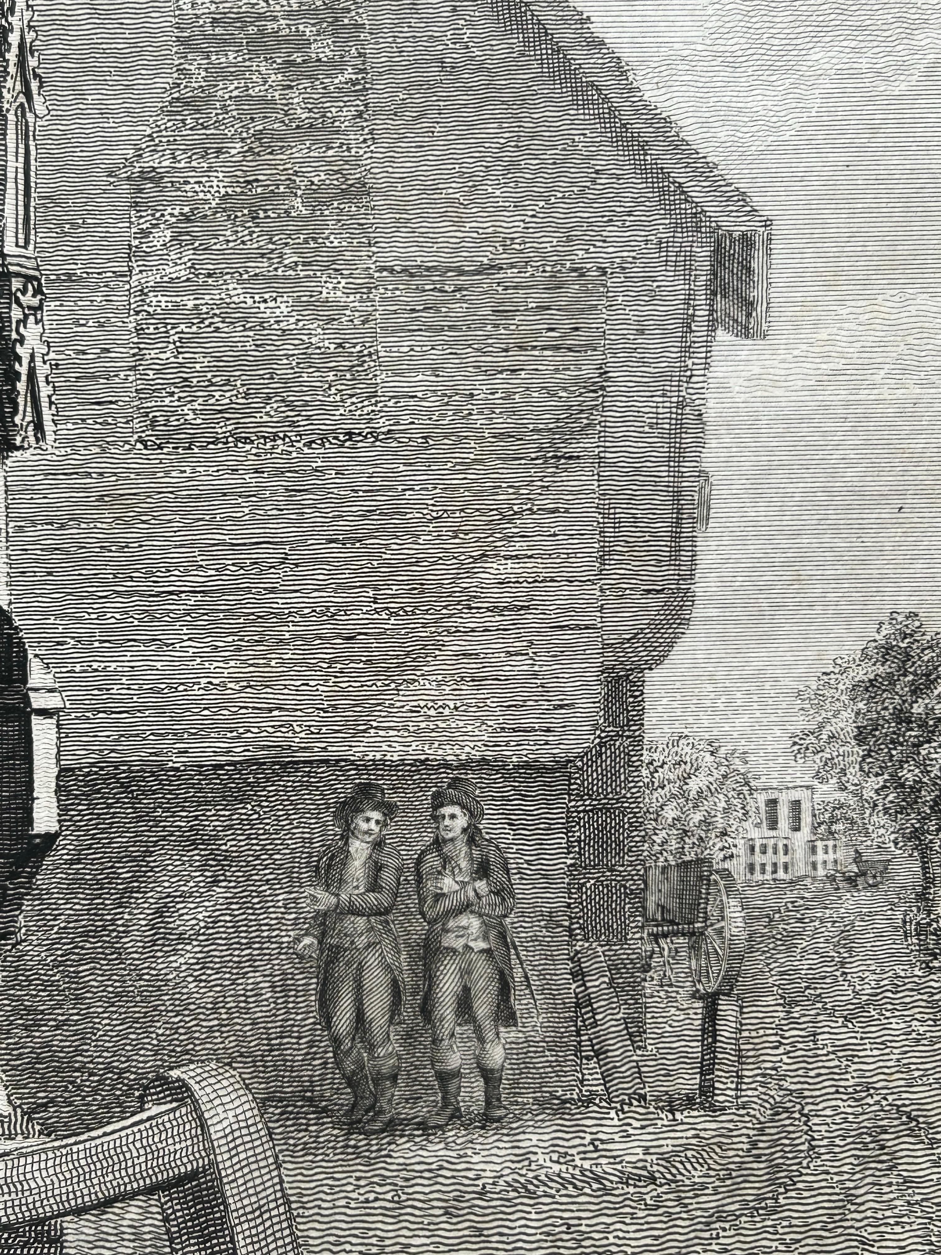 Queen Eleanor Memorial Cross – Antique Engraving of Waltham Cross, c.1791 In Good Condition For Sale In Langweer, NL