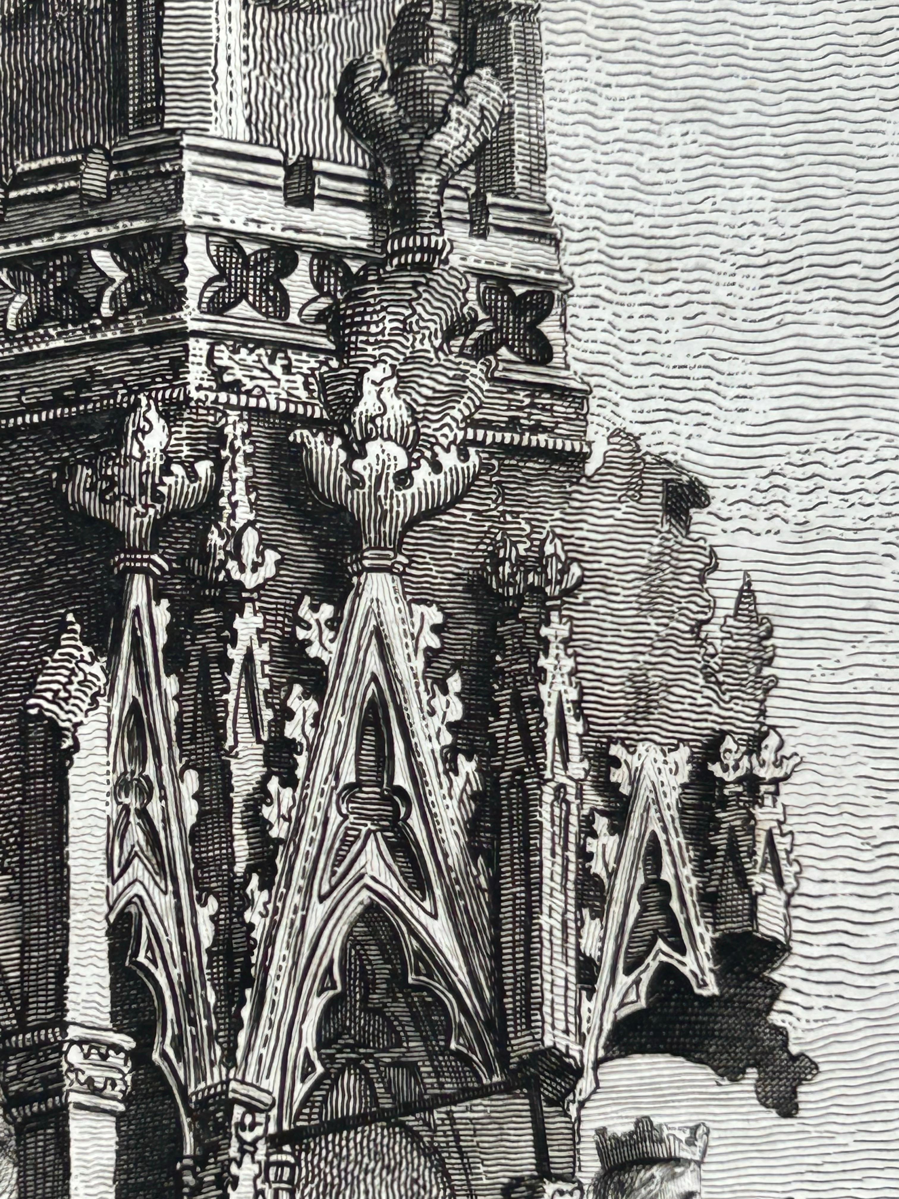 Queen Eleanor Memorial Cross – Antique Engraving of Waltham Cross, c.1791 For Sale 2