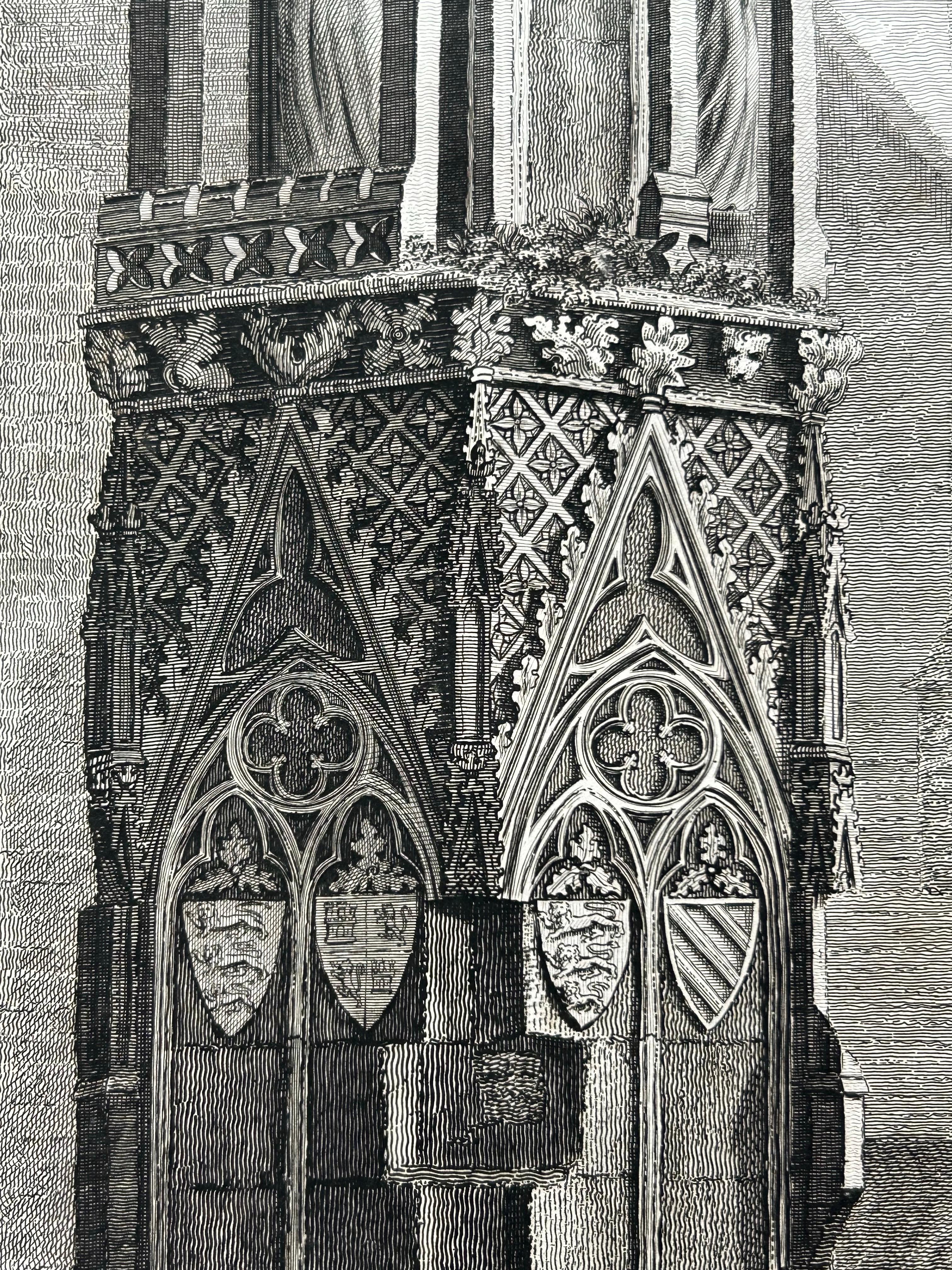 Queen Eleanor Memorial Cross – Antique Engraving of Waltham Cross, c.1791 For Sale 3