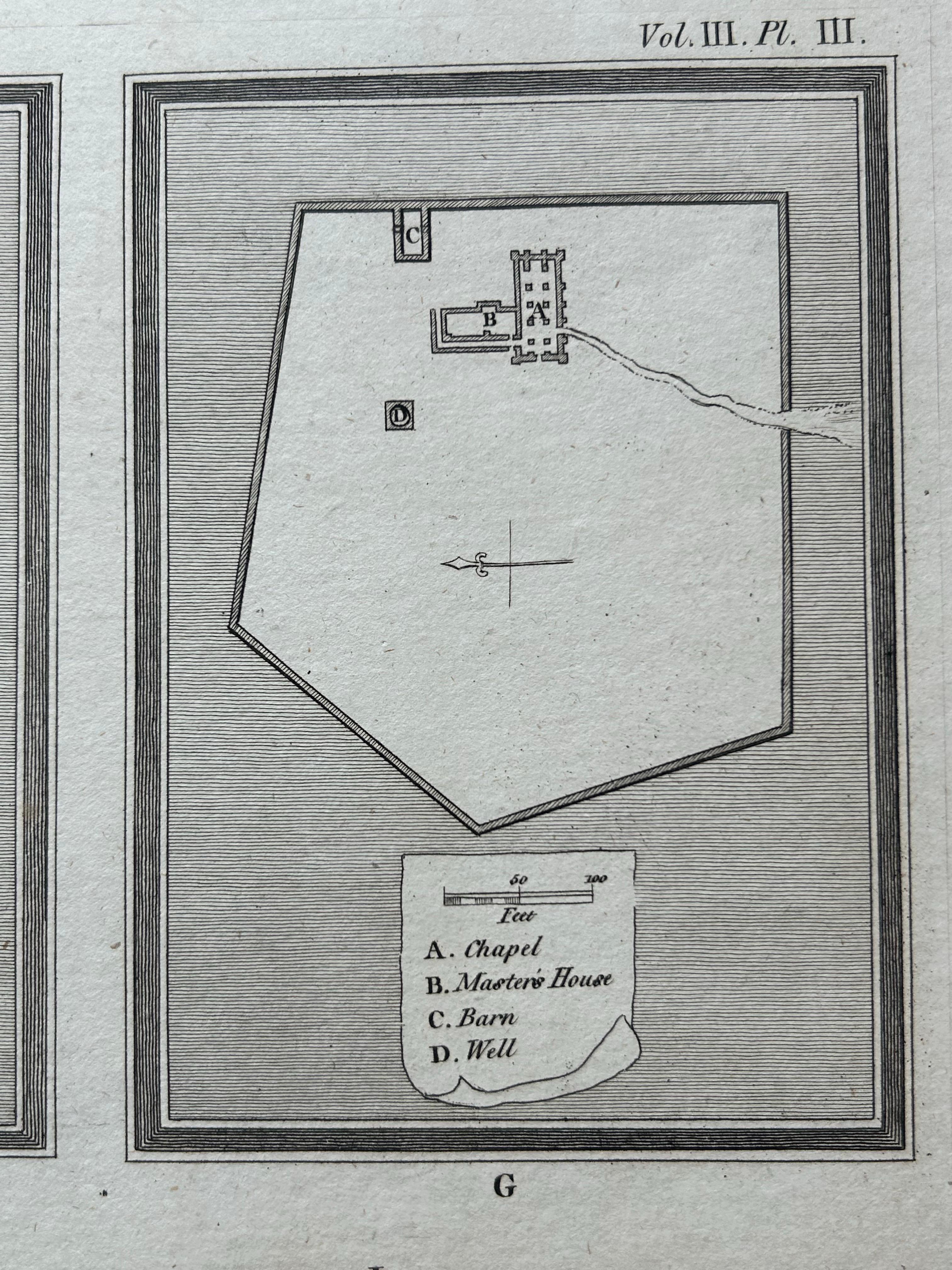 Magdalen Chapel near Winchester – Engraving of Medieval Hospital Site, 1790 For Sale 3