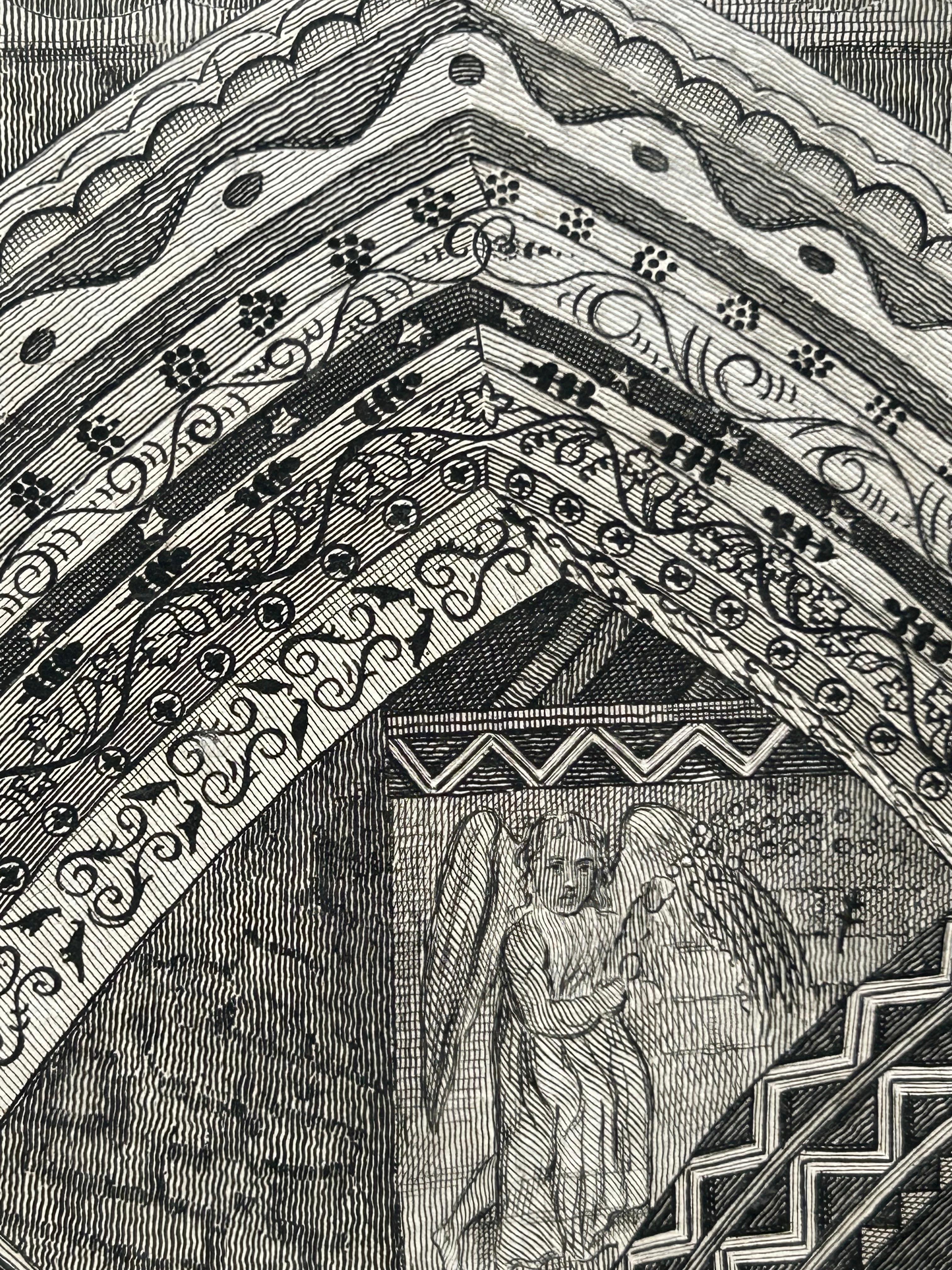 Inside View of Magdalen Chapel – Engraving of Medieval Gothic Interior, 1790 In Good Condition For Sale In Langweer, NL