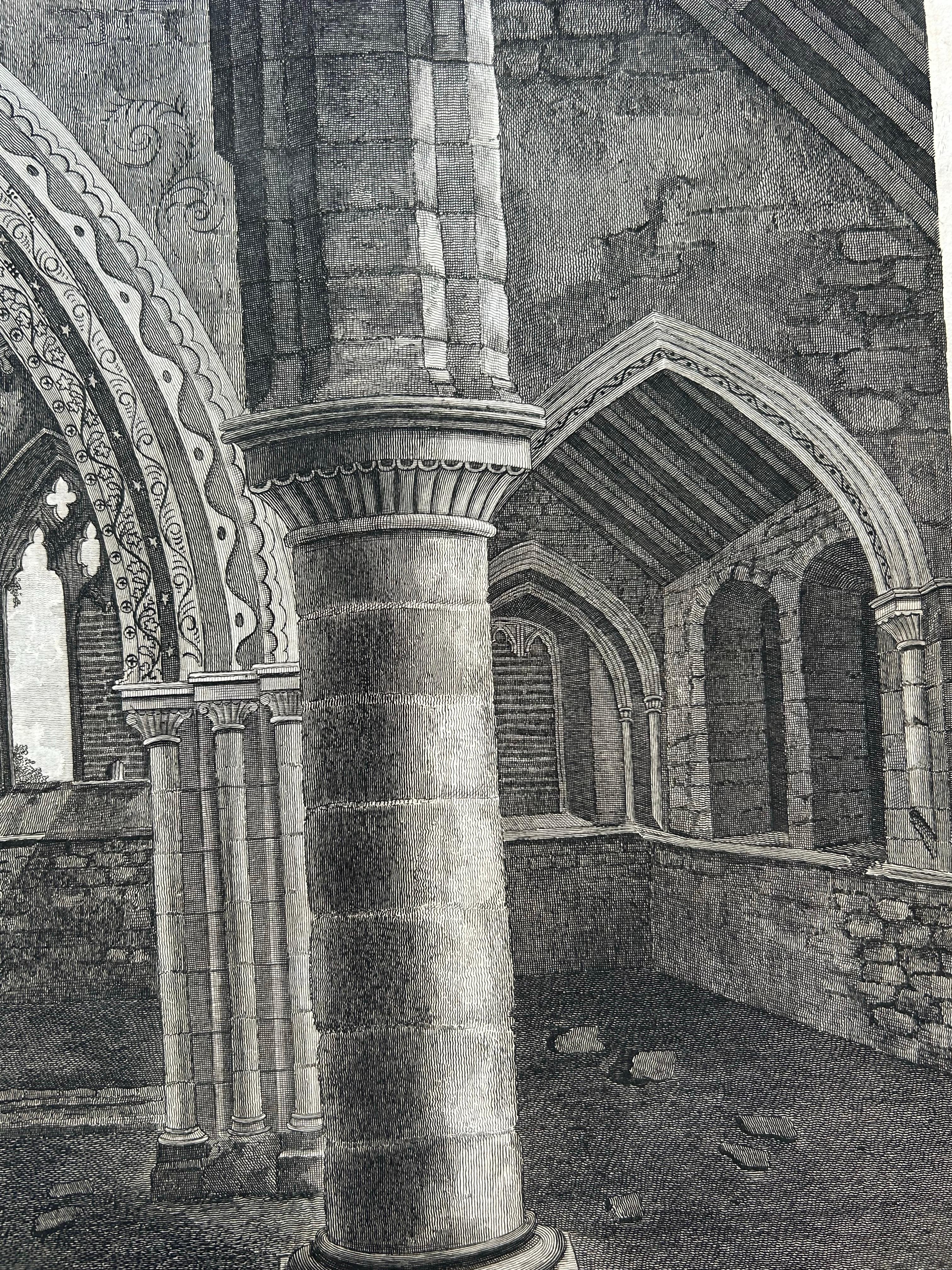 Inside View of Magdalen Chapel – Engraving of Medieval Gothic Interior, 1790 For Sale 1