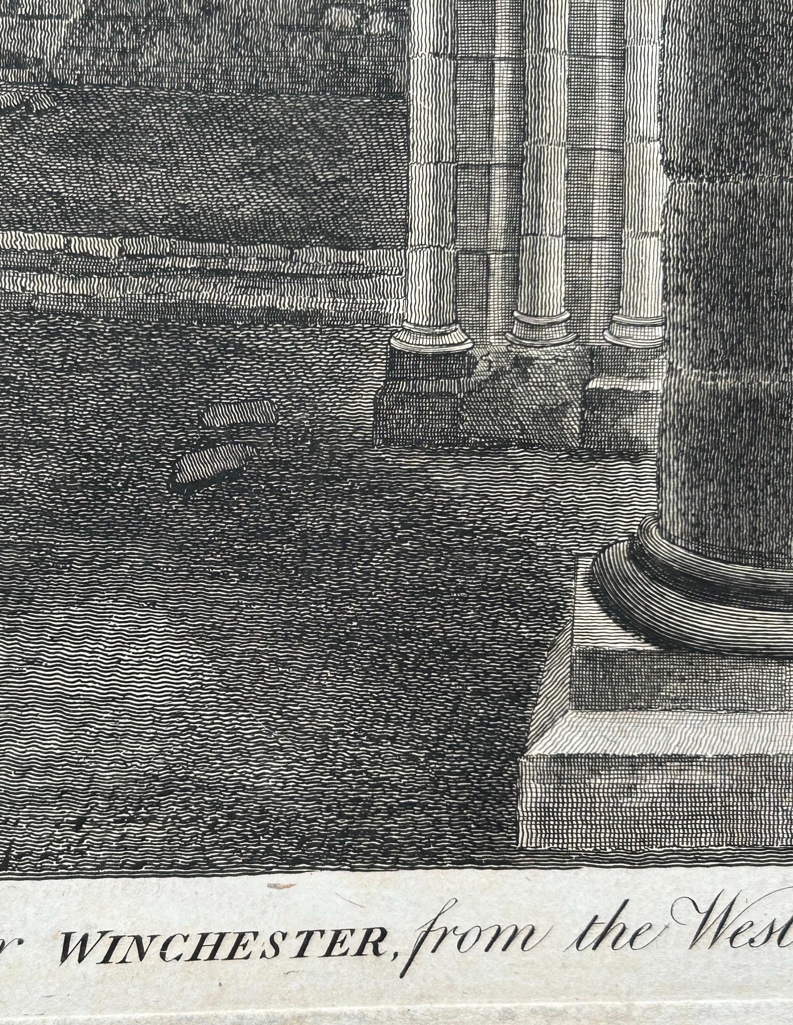 English Inside View of Magdalen Chapel – Engraving of Medieval Gothic Interior, 1790 For Sale