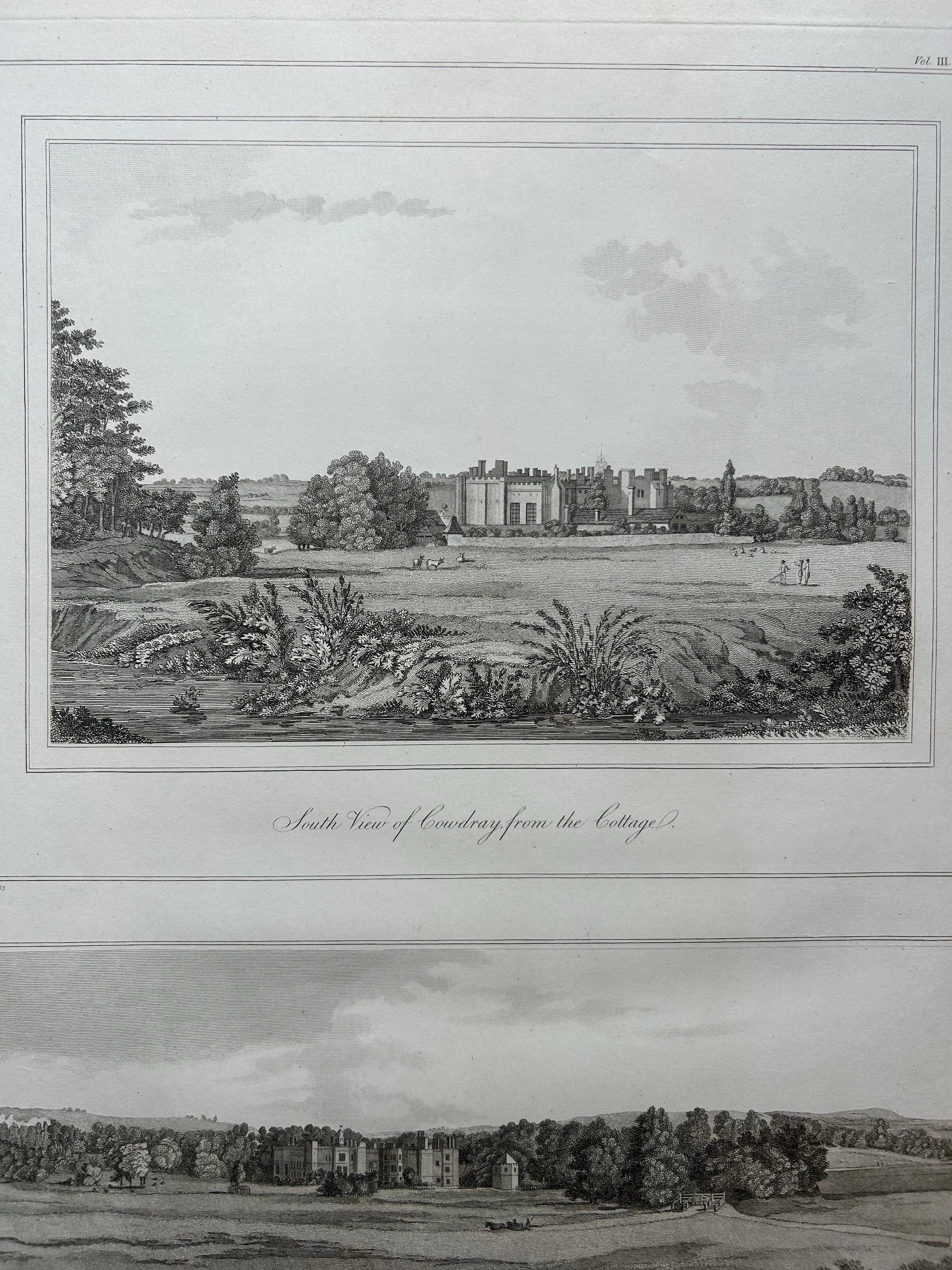 English Views of Cowdray House – Engraving of South & North Aspects, Sussex, 1796 For Sale