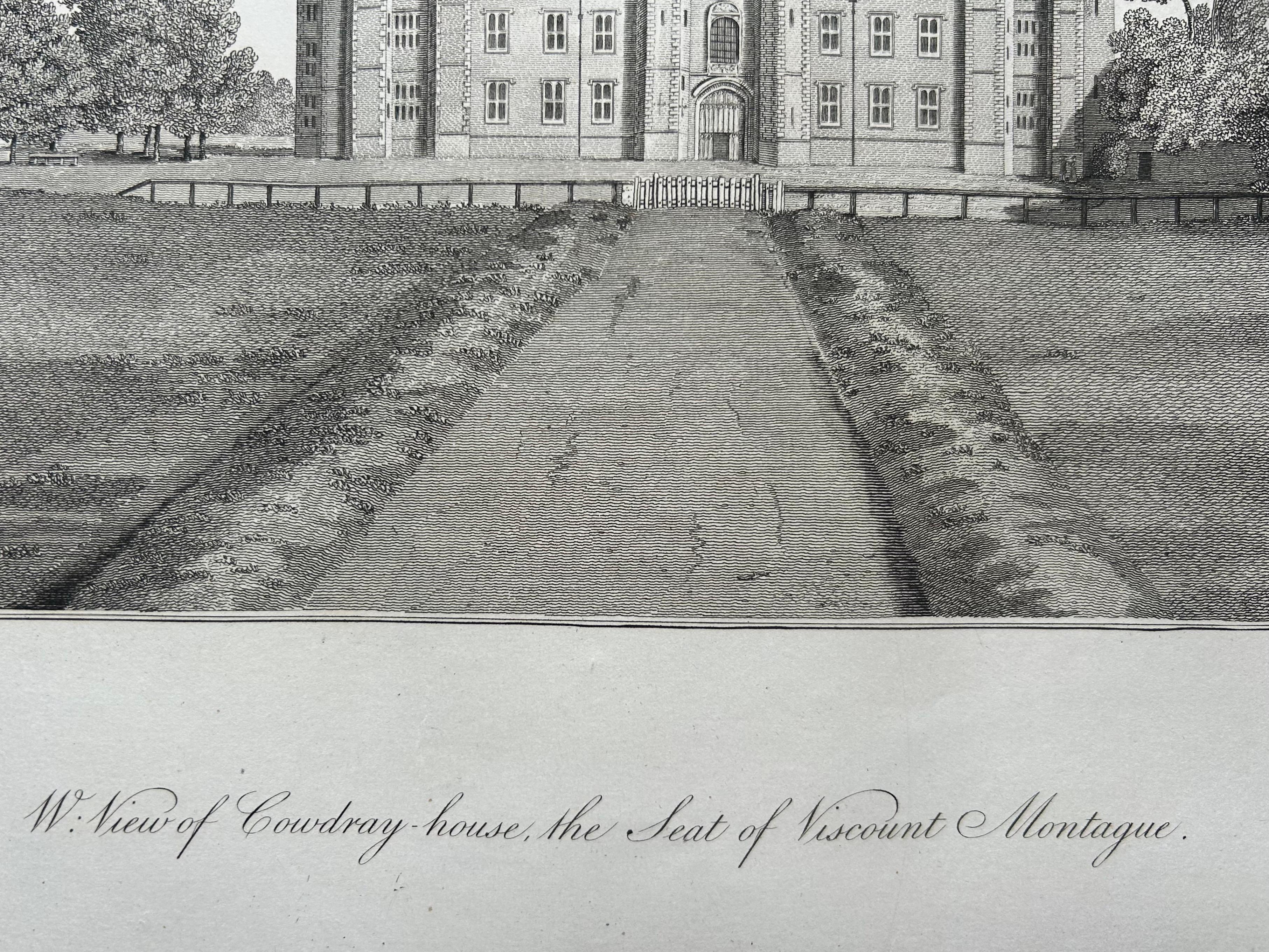 West View of Cowdray House – Historic Sussex Estate Engraving, 1796 For Sale 3