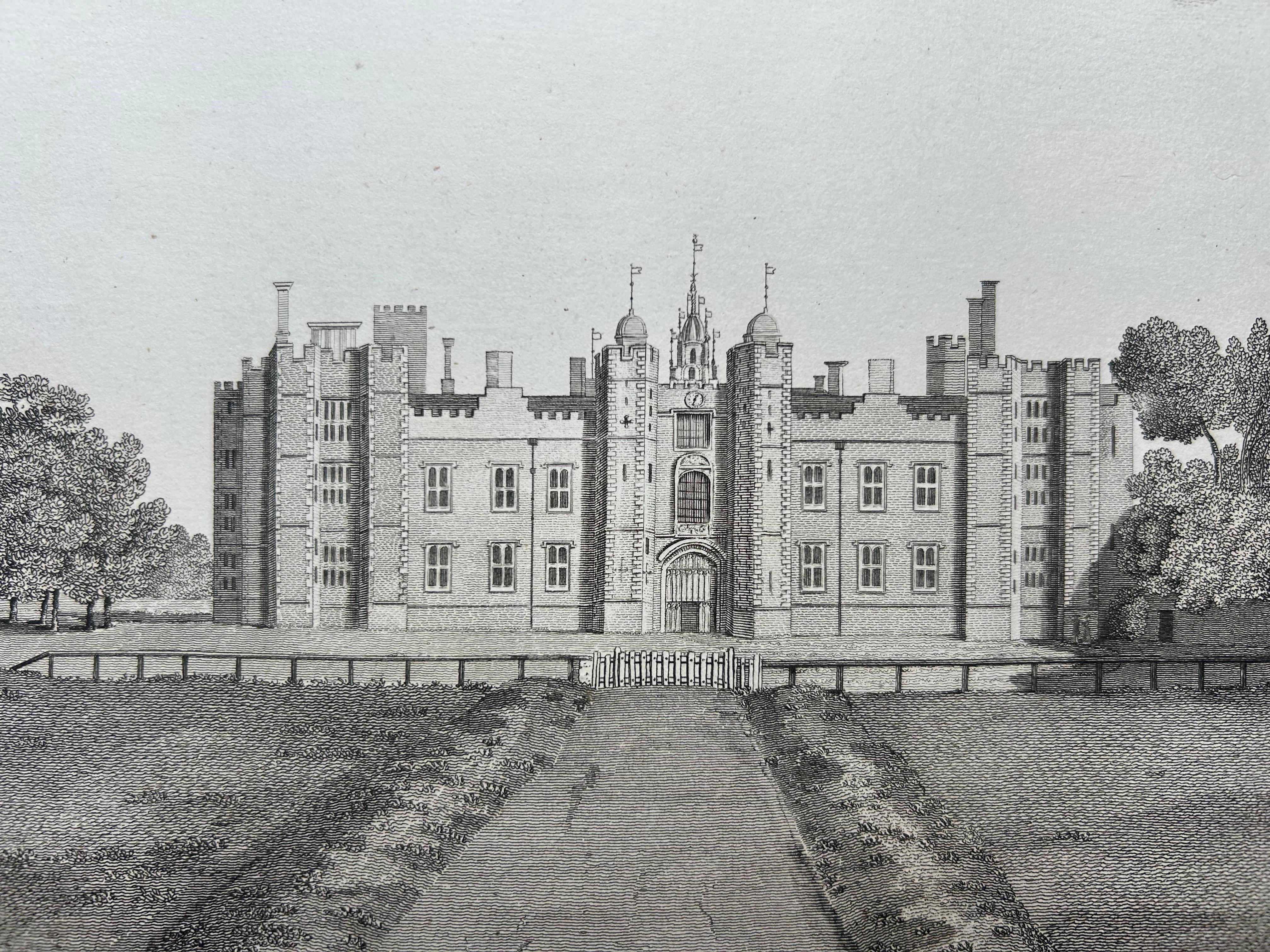 West View of Cowdray House – Antique Engraving of Viscount Montague’s Estate, 1796

This detailed antique engraving captures the west-facing elevation of Cowdray House, the celebrated Tudor mansion in West Sussex, England, long associated with the