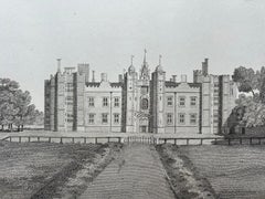 Westansicht von Cowdray House - Historischer Kupferstich von Sussex Estate, 1796