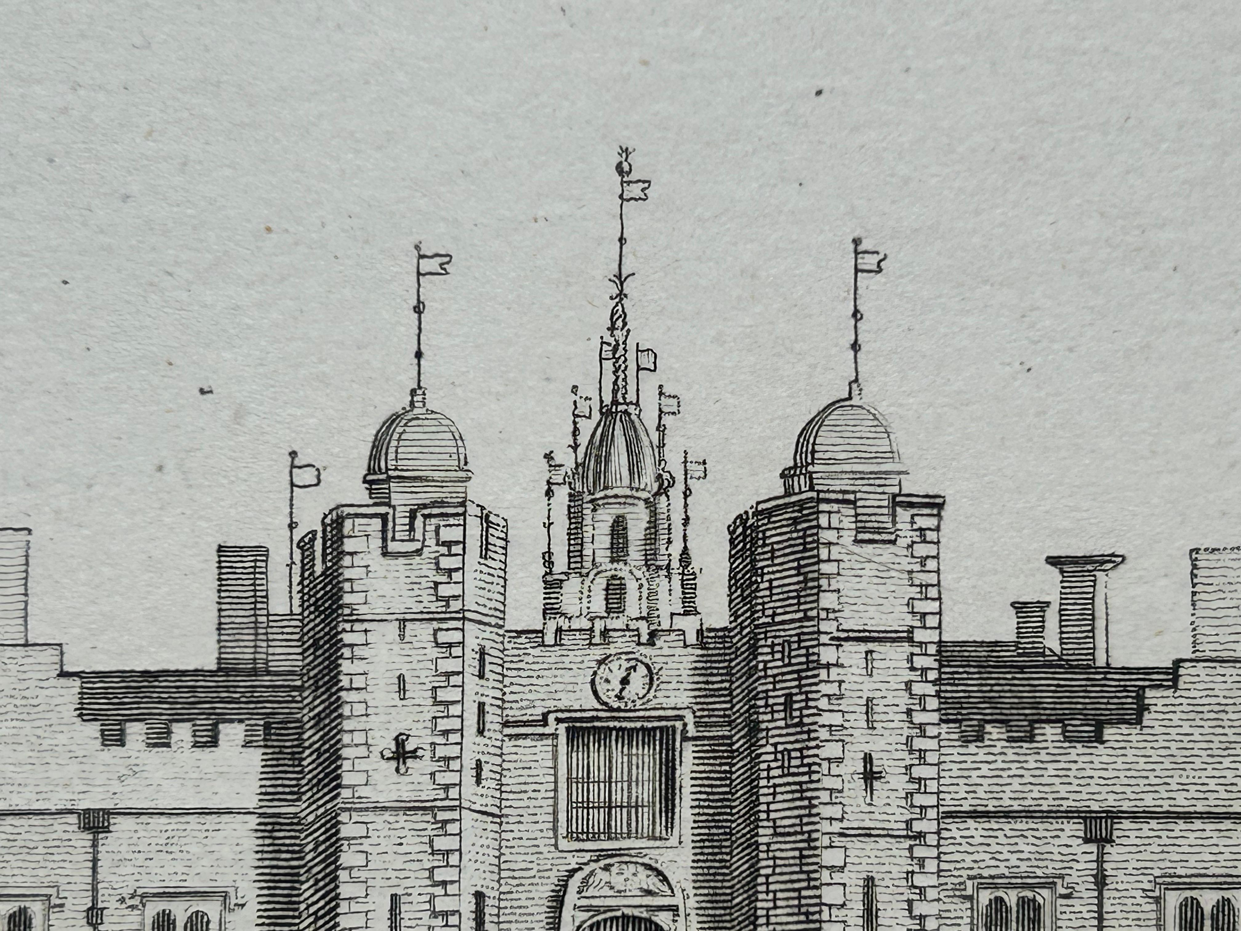 West View of Cowdray House – Historic Sussex Estate Engraving, 1796 In Good Condition For Sale In Langweer, NL