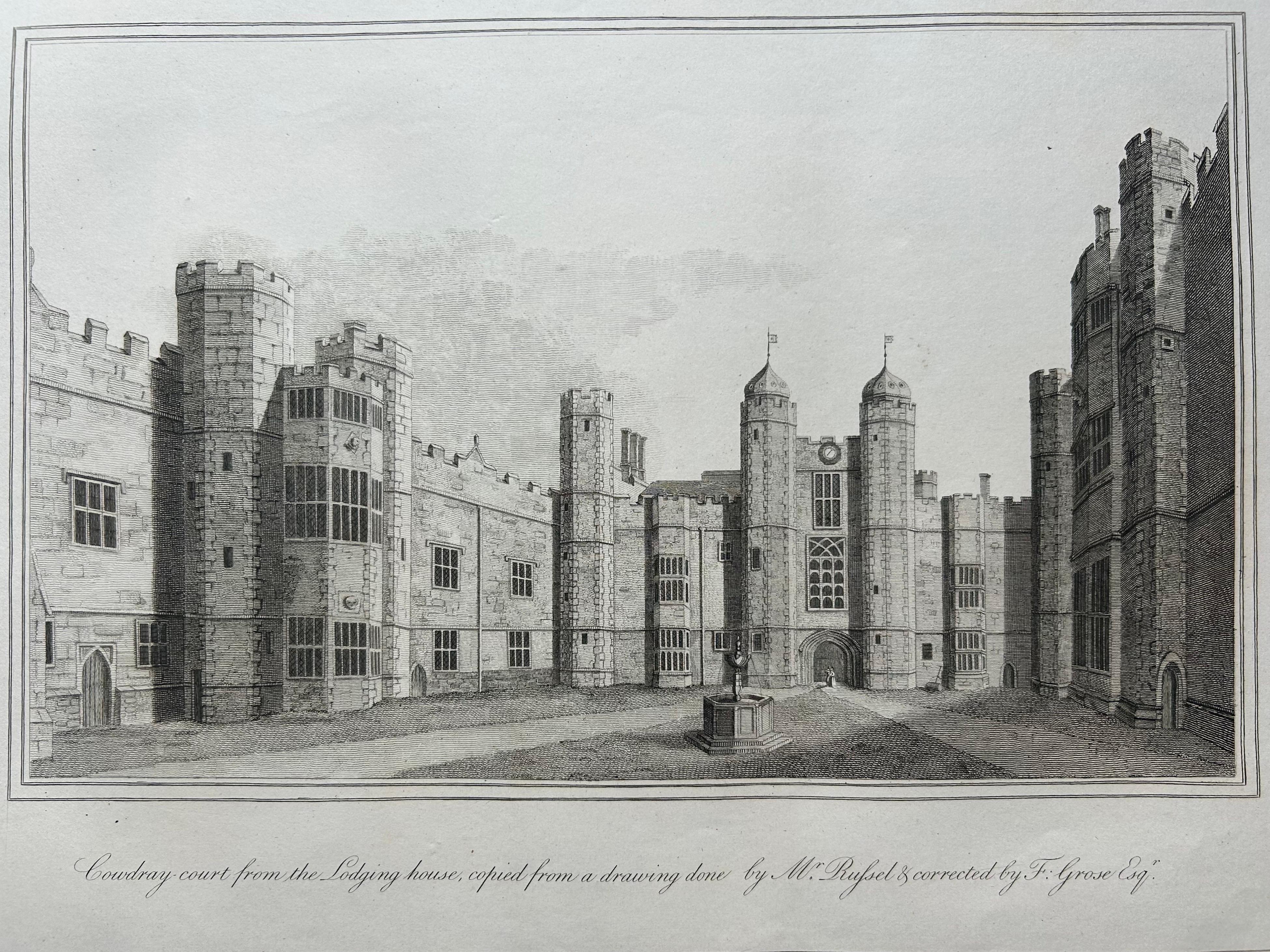 Cowdray Court from the Lodging House – Antique Engraving of Sussex Estate, 1796

This finely executed antique engraving presents a view of the inner court of Cowdray House, the historic Tudor mansion in West Sussex, England, as seen from the lodging