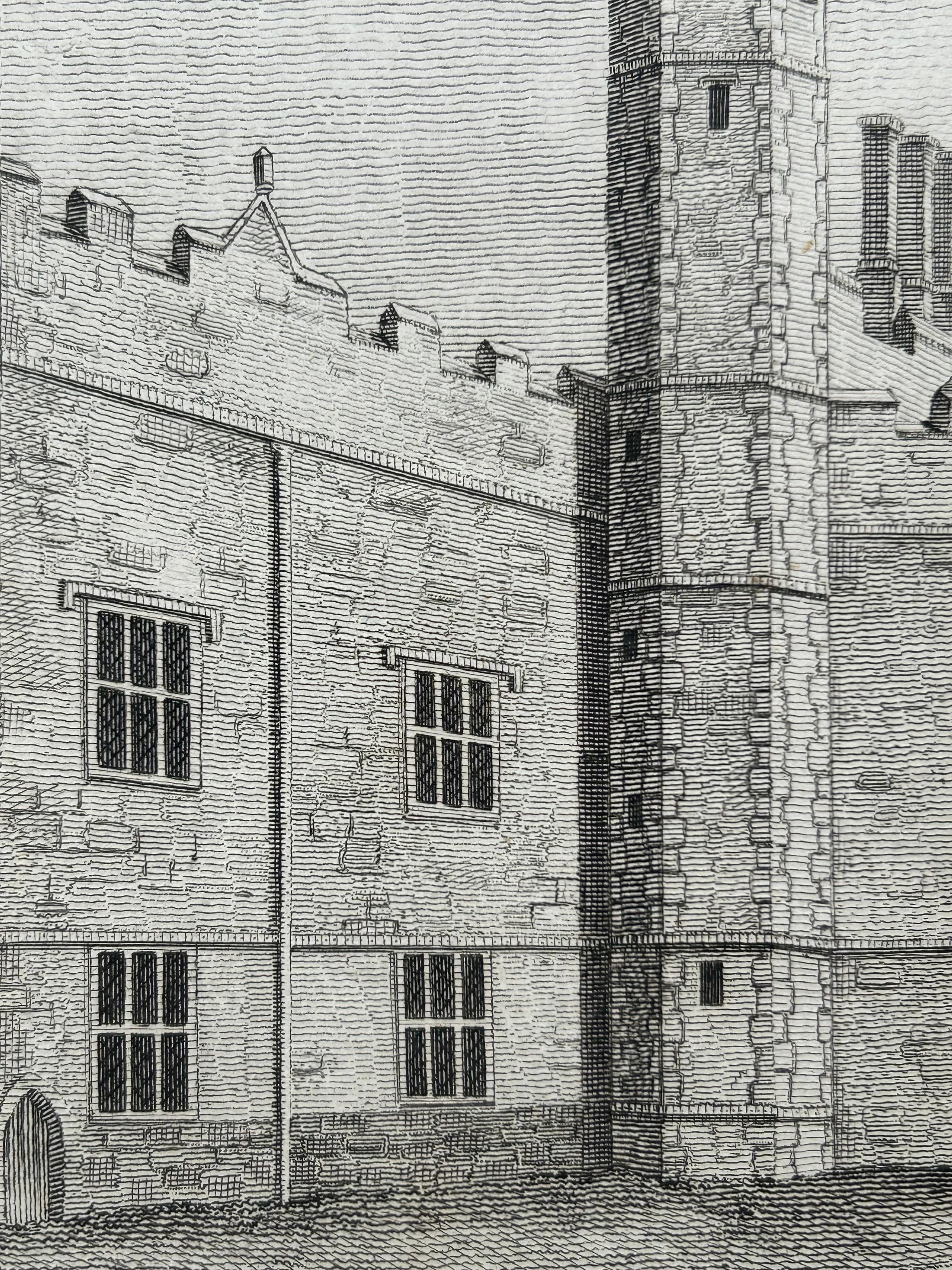 Engraved Cowdray Court from the Lodging House – Antique Engraving of Sussex Estate, 1796 For Sale