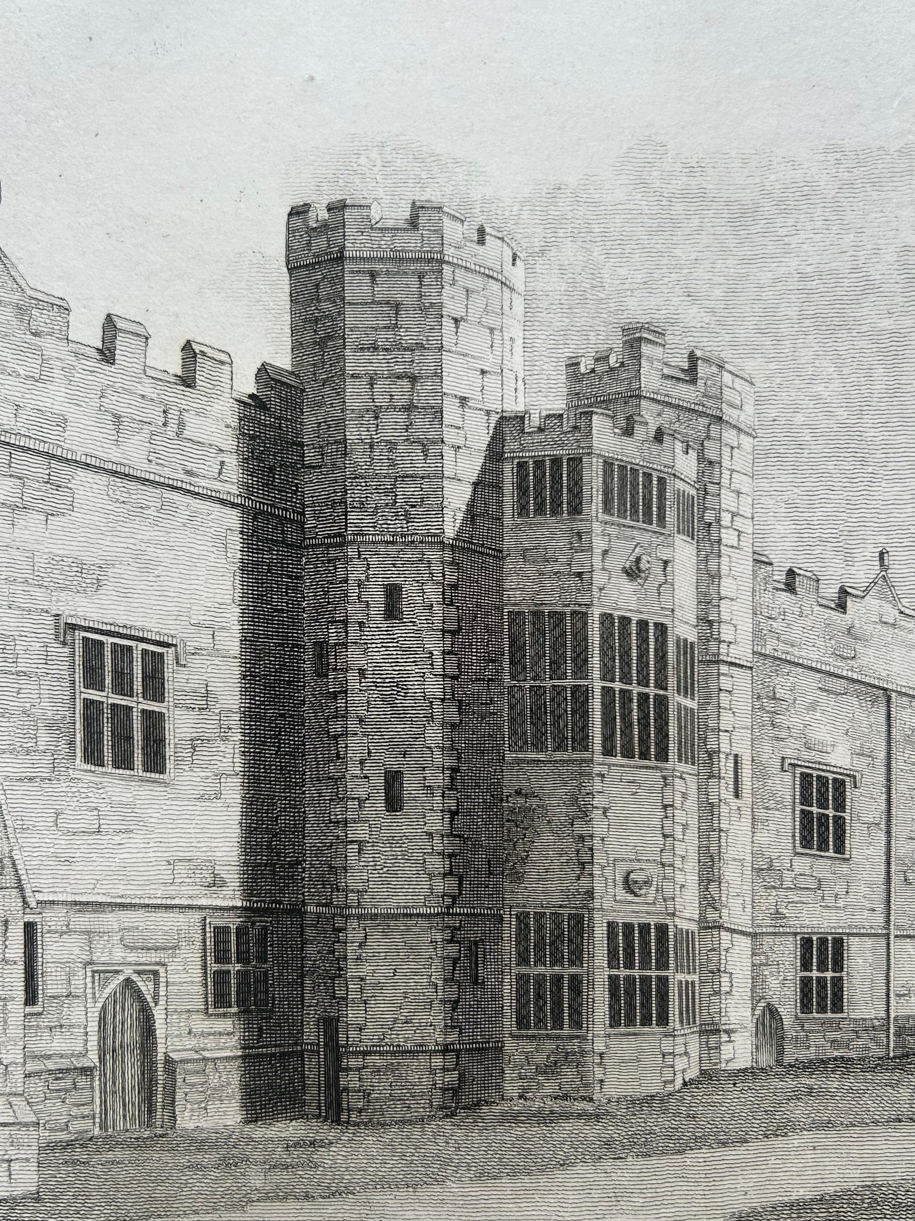 Paper Cowdray Court from the Lodging House – Antique Engraving of Sussex Estate, 1796 For Sale