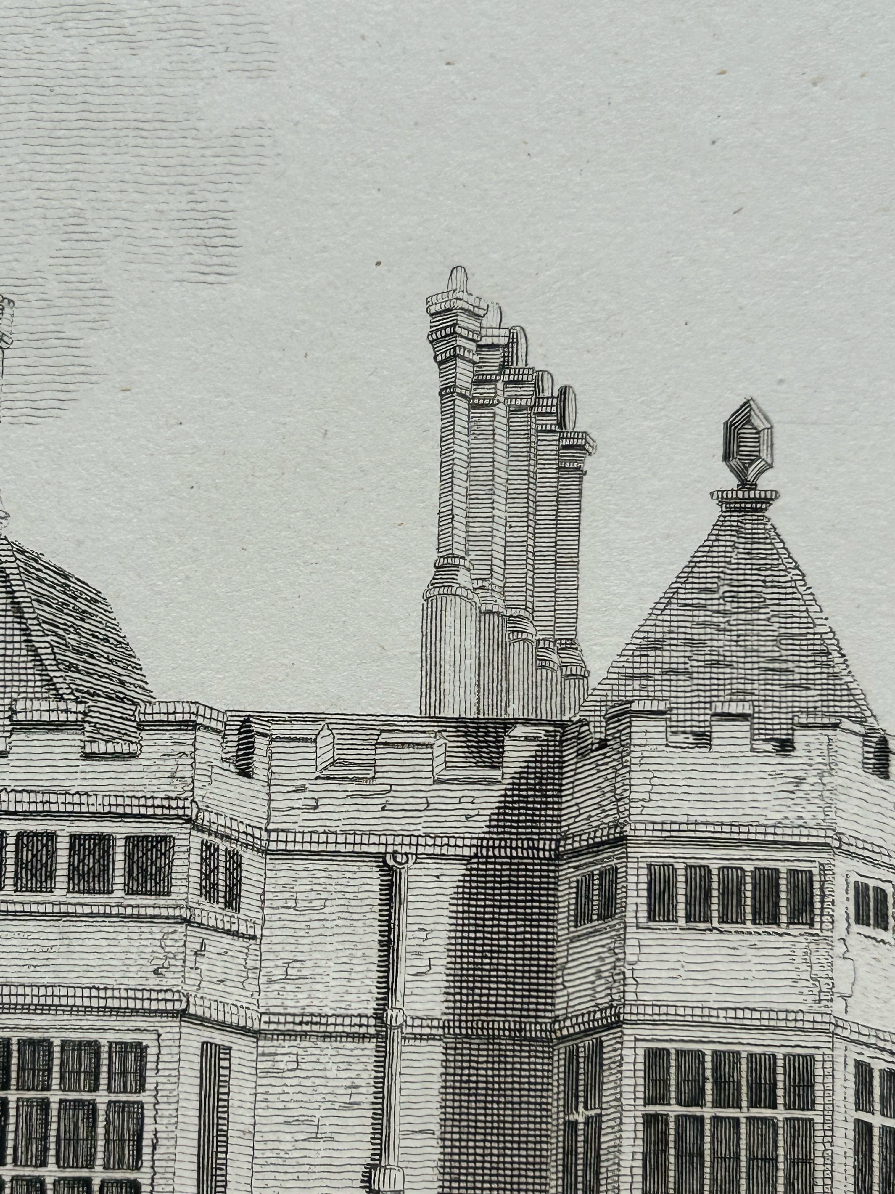 Paper Inner Front of Cowdray House – Antique Engraving from the Gateway, Sussex 1796 For Sale