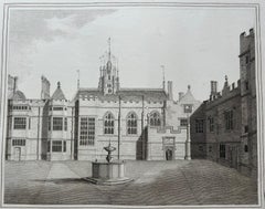 Inner Front of Cowdray House – Antique Engraving from the Gateway, Sussex 1796