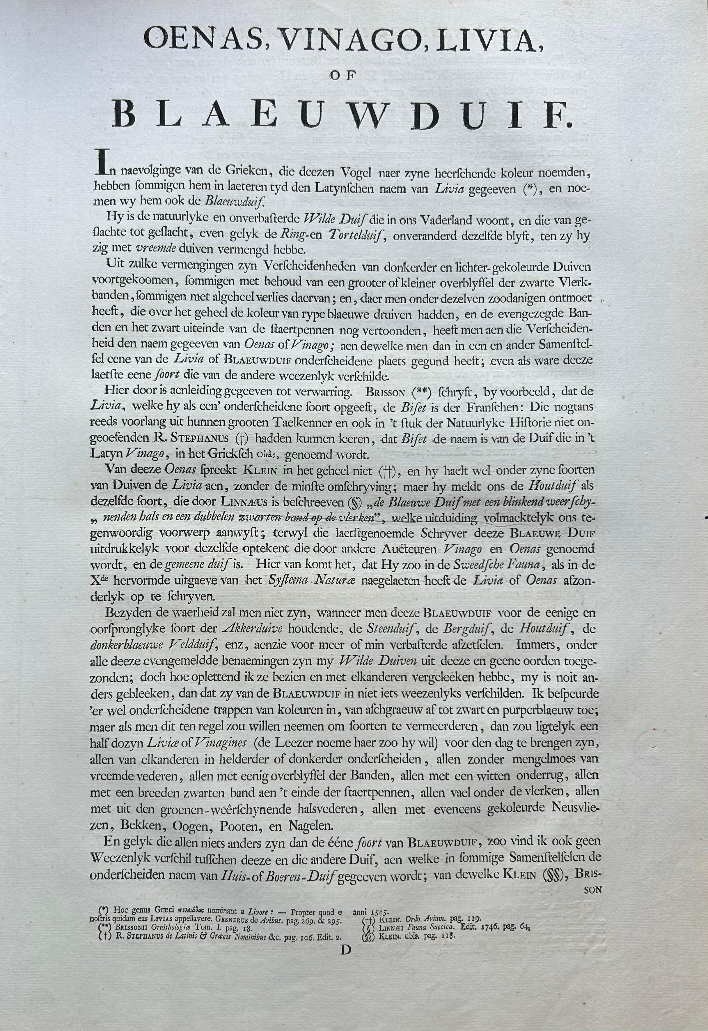Antiker antiker Vogeldruck der Bergtaube von Sepp & Nozeman, 1770 im Angebot 4