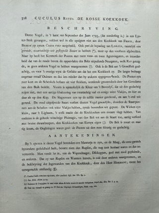 Rufous Cuckoo, Hand-Coloured Engraving with Dutch Text, 1770–1829, view 11