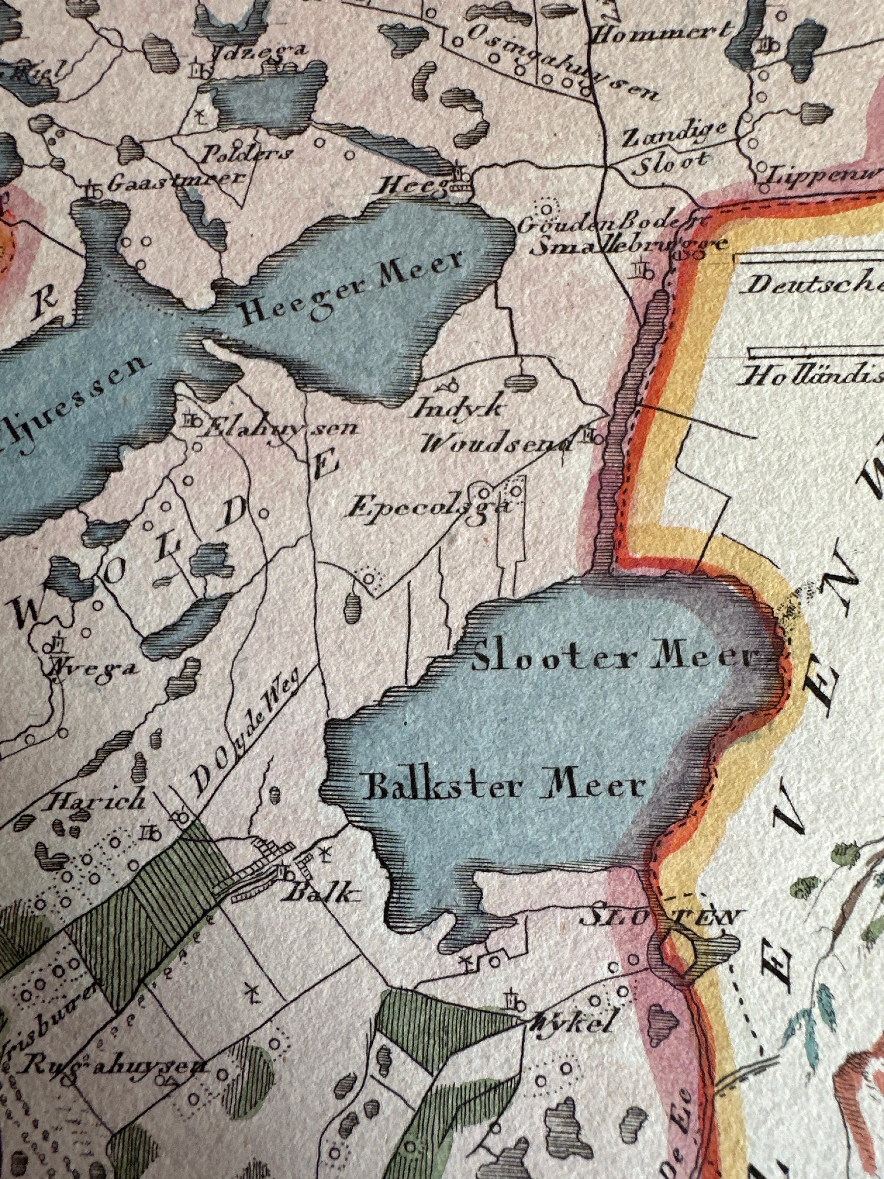 XVIIIe siècle et antérieur Carte ancienne de la région de Gaasterland, Friesland, Pays-Bas, 1791 en vente