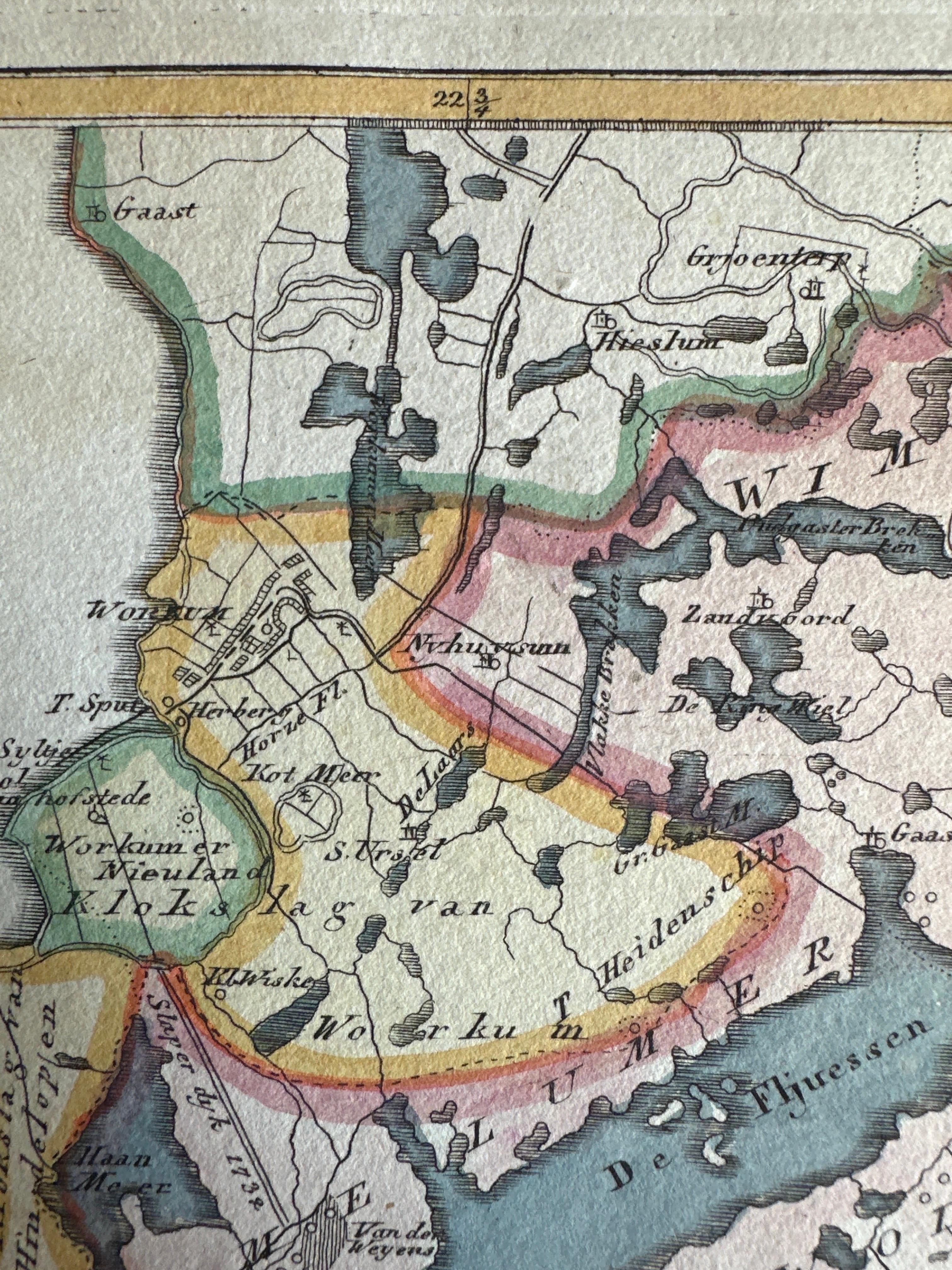 Carte ancienne de la région de Gaasterland, Friesland, Pays-Bas, 1791 en vente 1