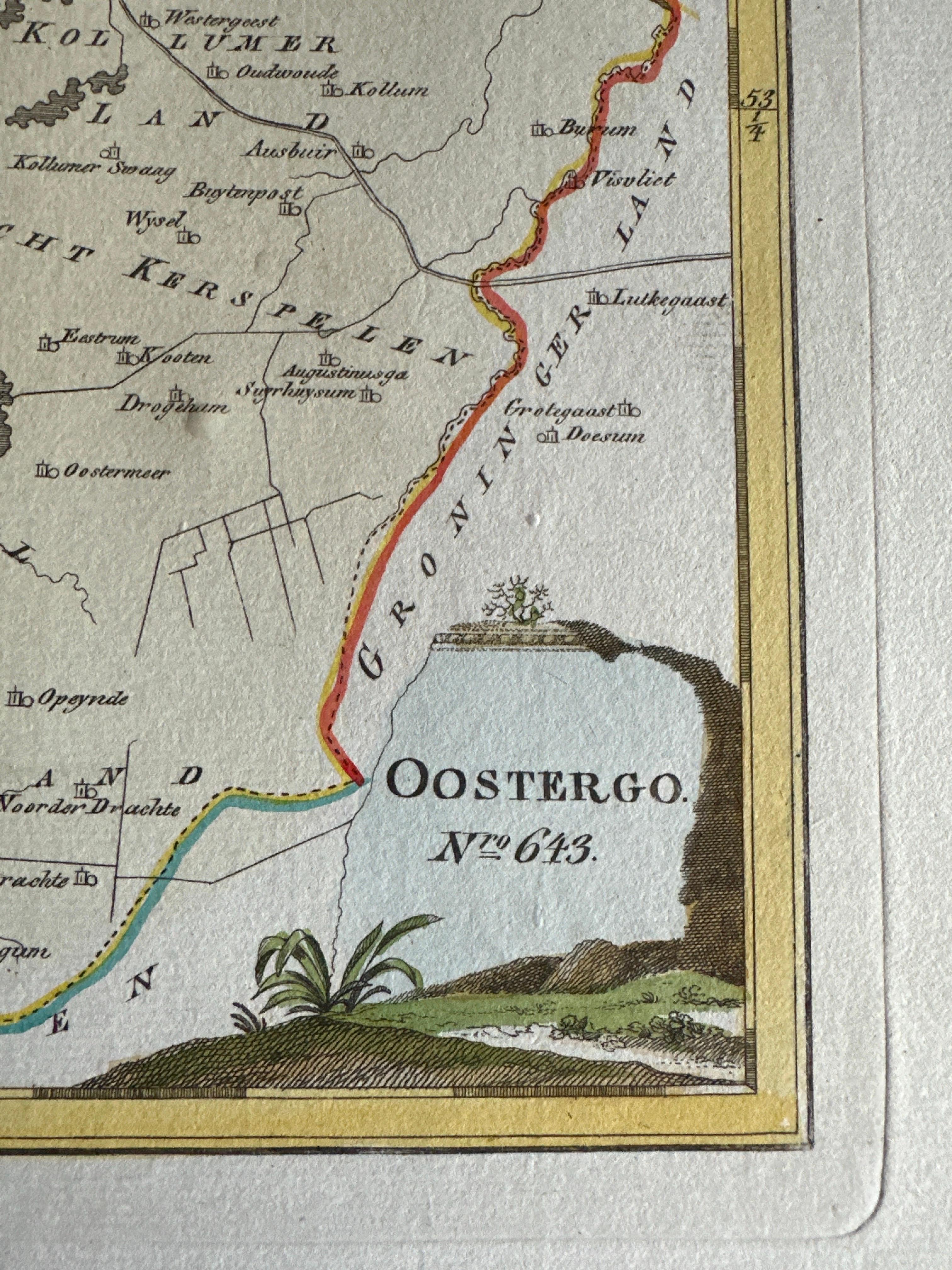 Paper Antique Map of Oostergo, Friesland, by Von Reilly, 1791 For Sale