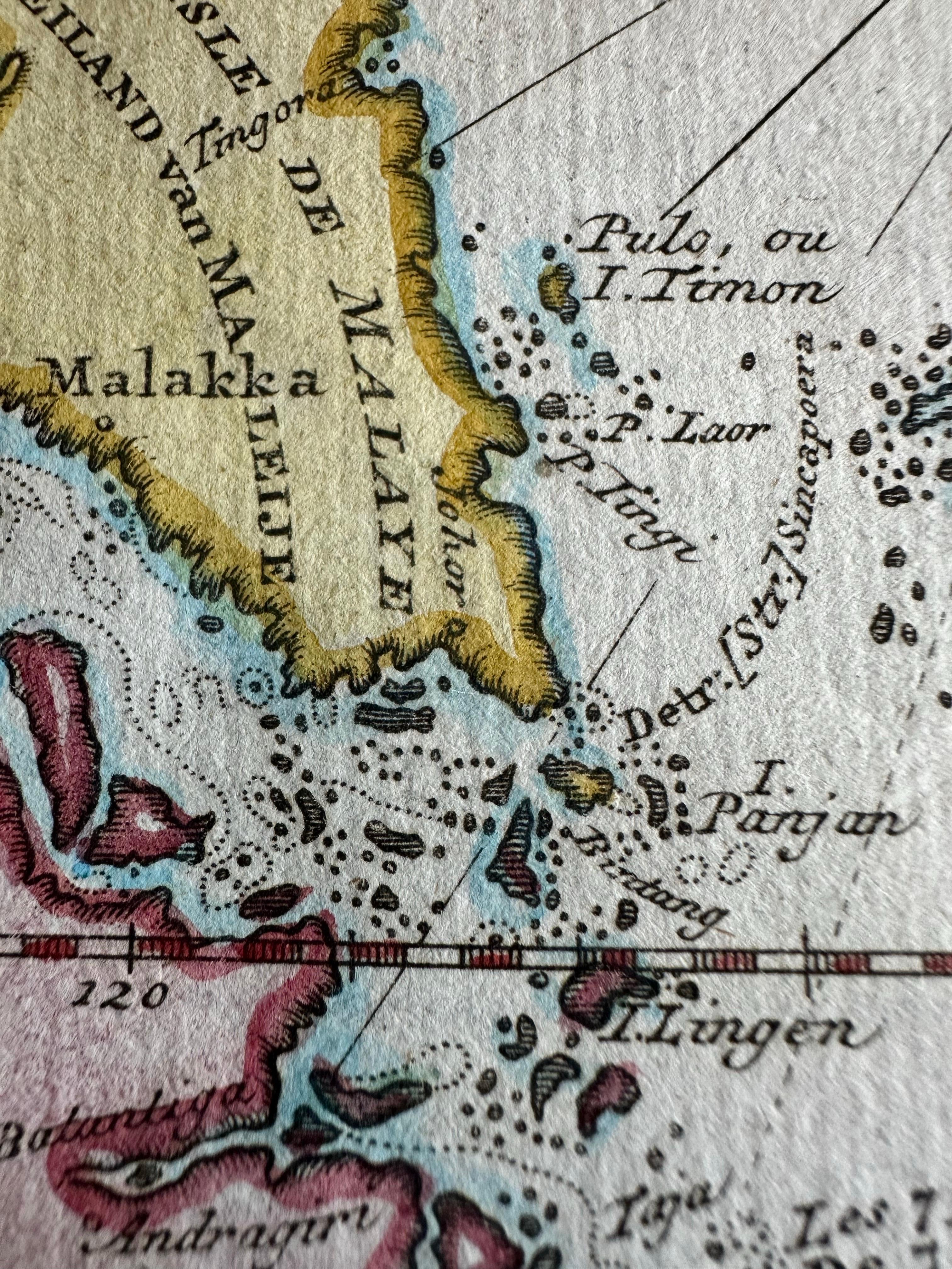Dutch Original Map of the East Indies Including Sumatra, Java, Borneo & Malaysia, 1755 For Sale