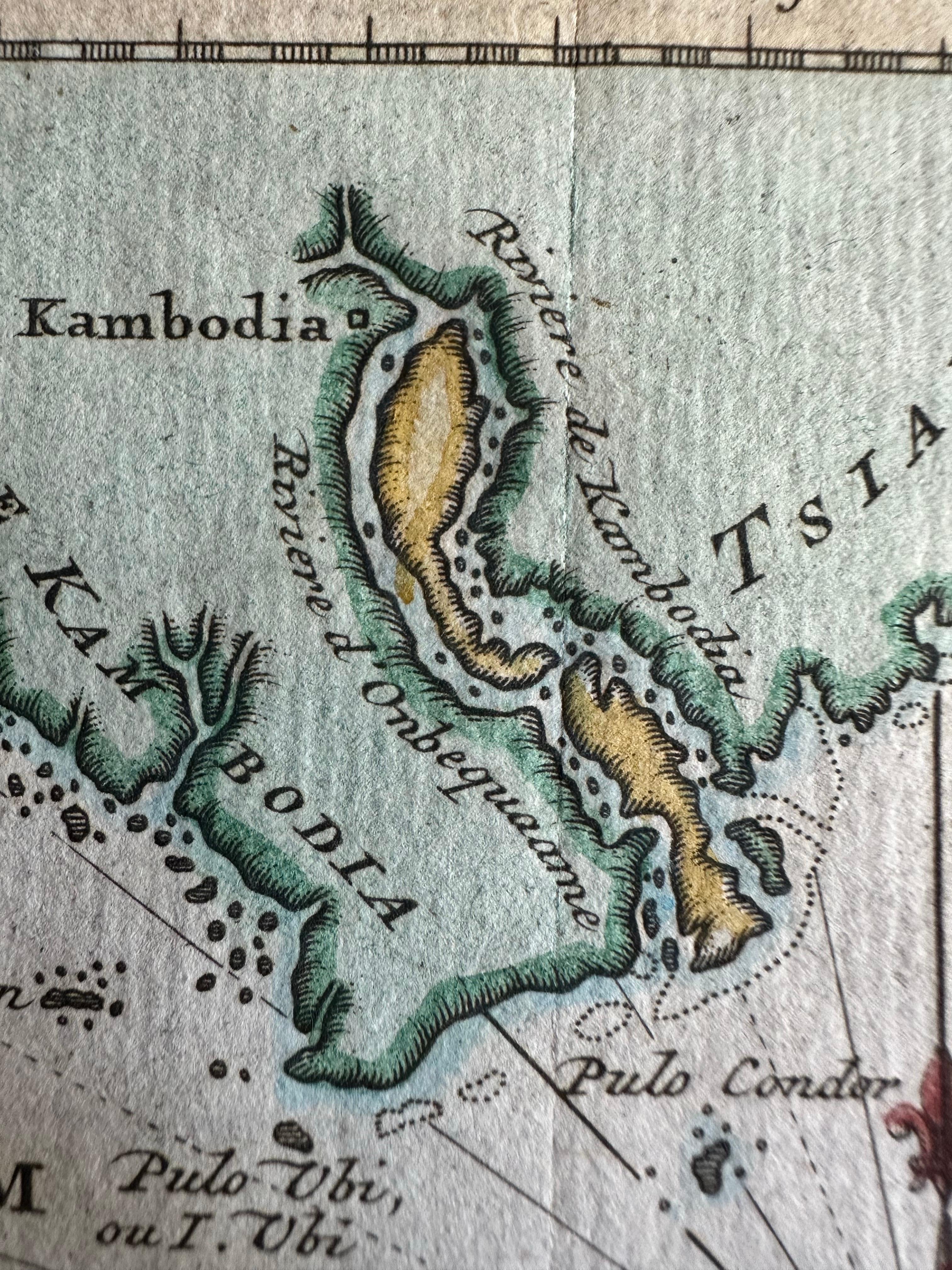 Mid-18th Century Original Map of the East Indies Including Sumatra, Java, Borneo & Malaysia, 1755 For Sale