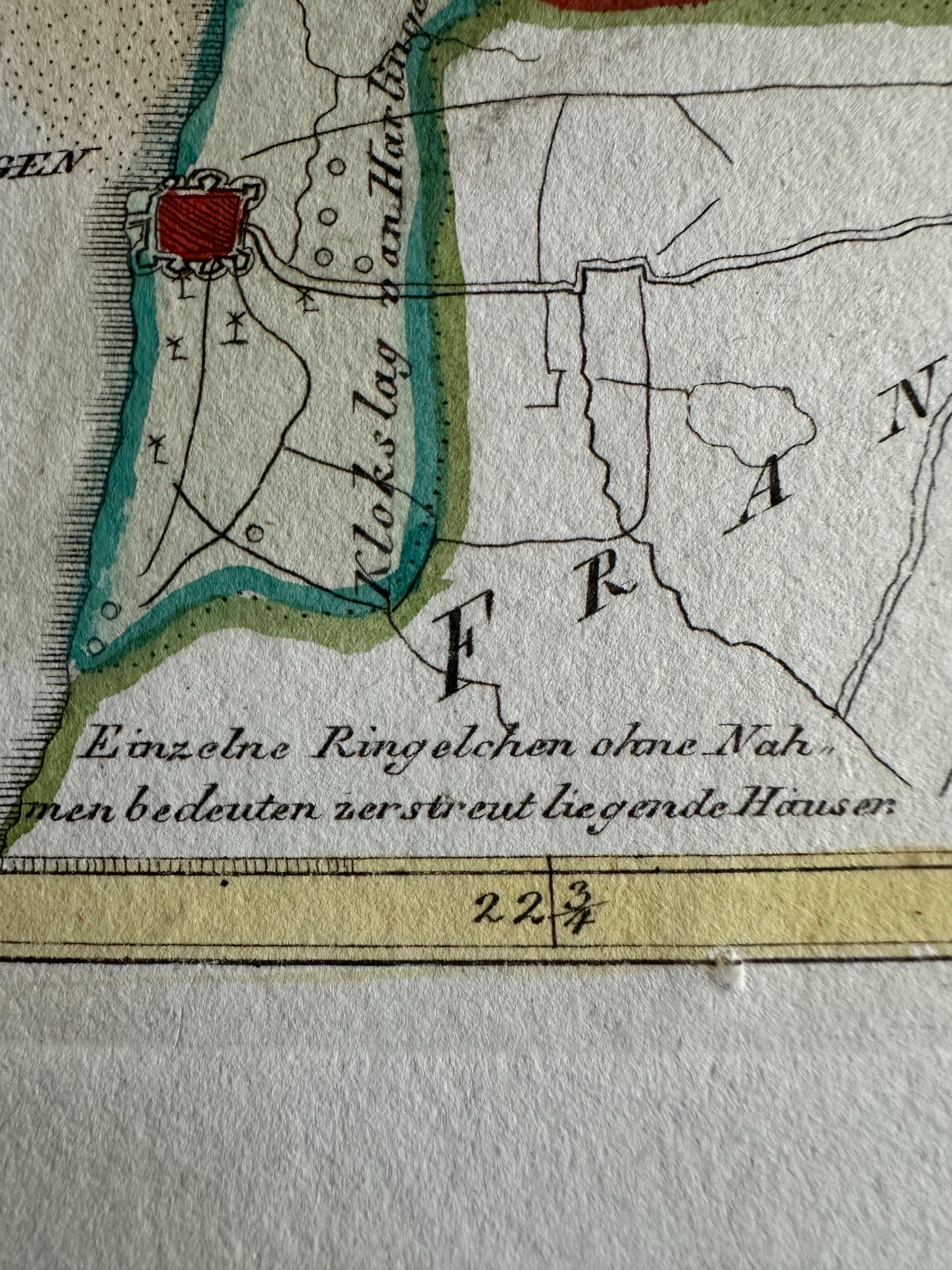 Carta geografica antica della regione di Franeker e Harlingen di Von Reilly, 1791 In condizioni buone in vendita a Langweer, NL