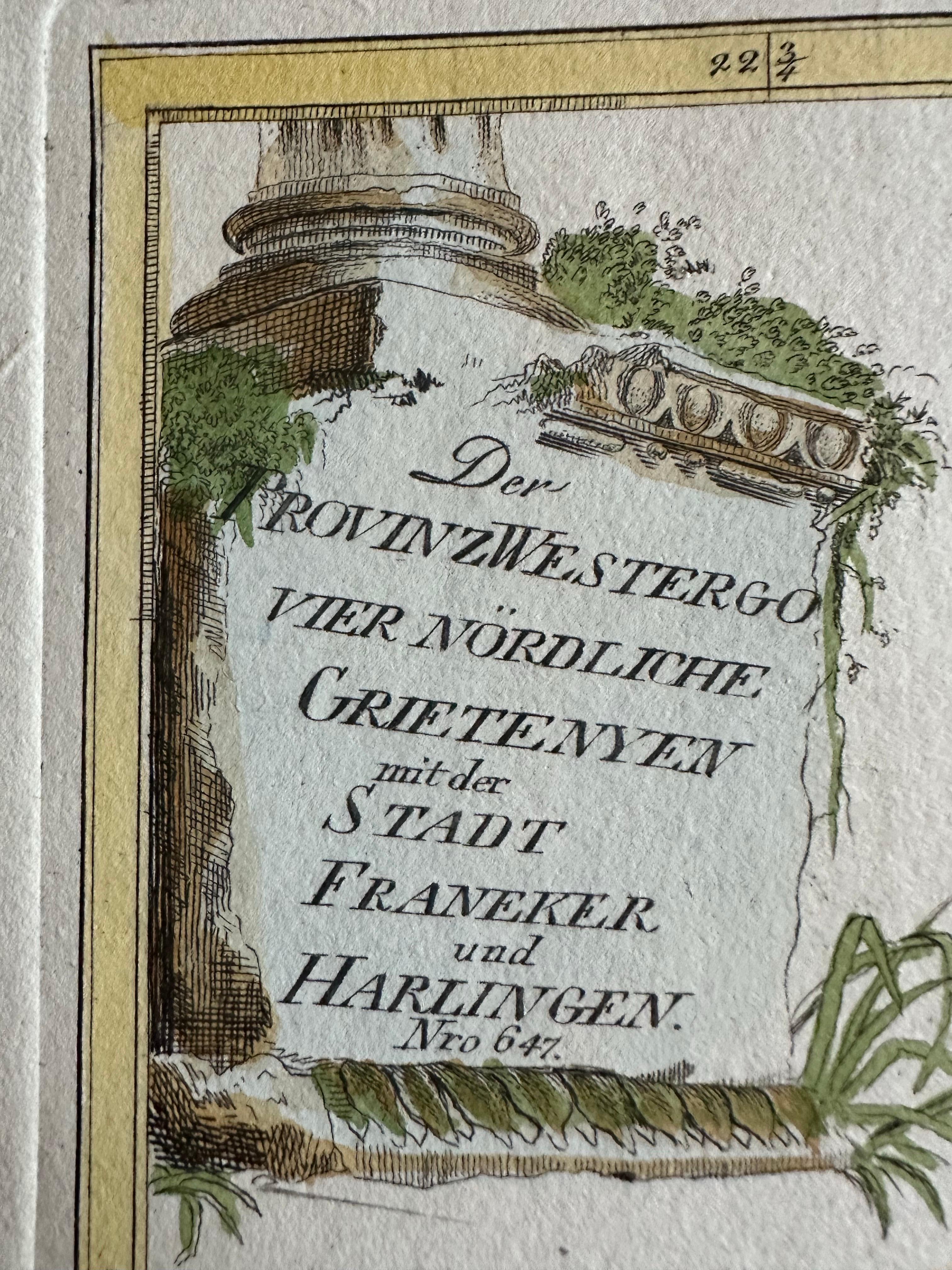 Carta geografica antica della regione di Franeker e Harlingen di Von Reilly, 1791 in vendita 2